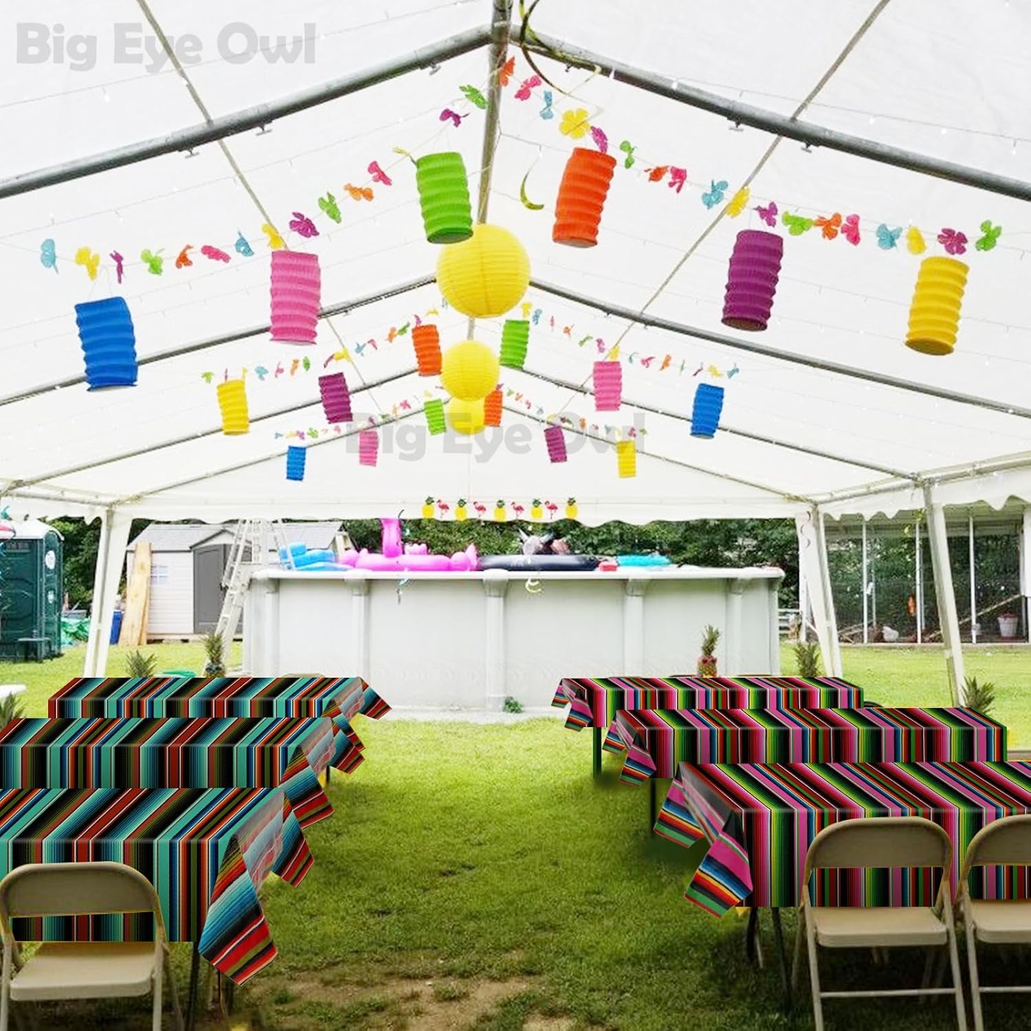 2 Pcs Mexican Fiesta Tablecloth Birthday Party Decorations