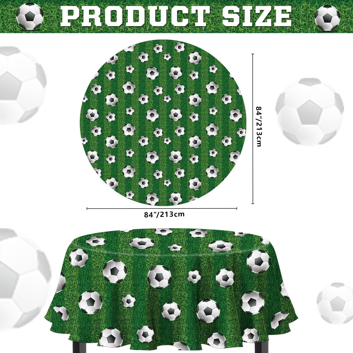 3 Pack Soccer Themed Table Covers 84x84 Inch