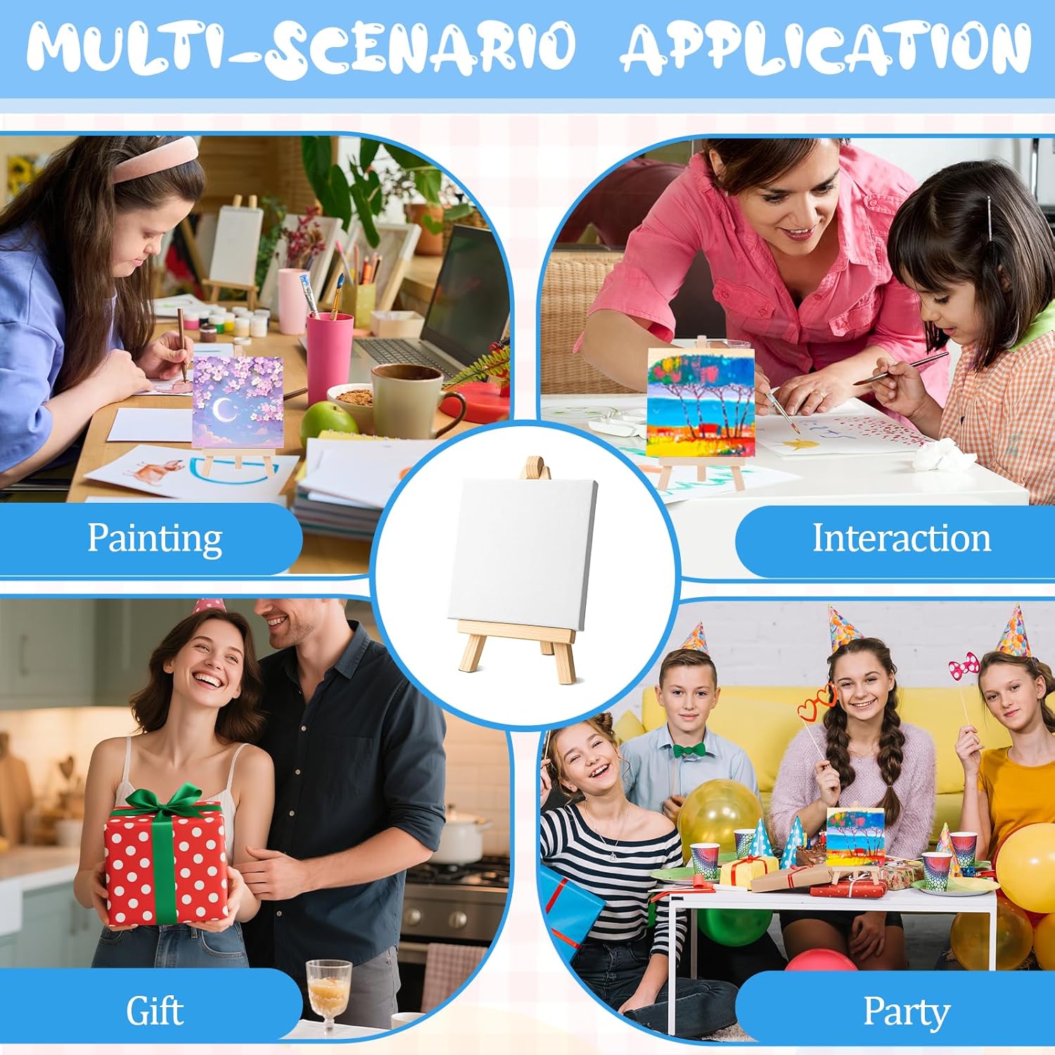 24 Pack Mini Canvas with Easel Art Kit for Kids and Adults