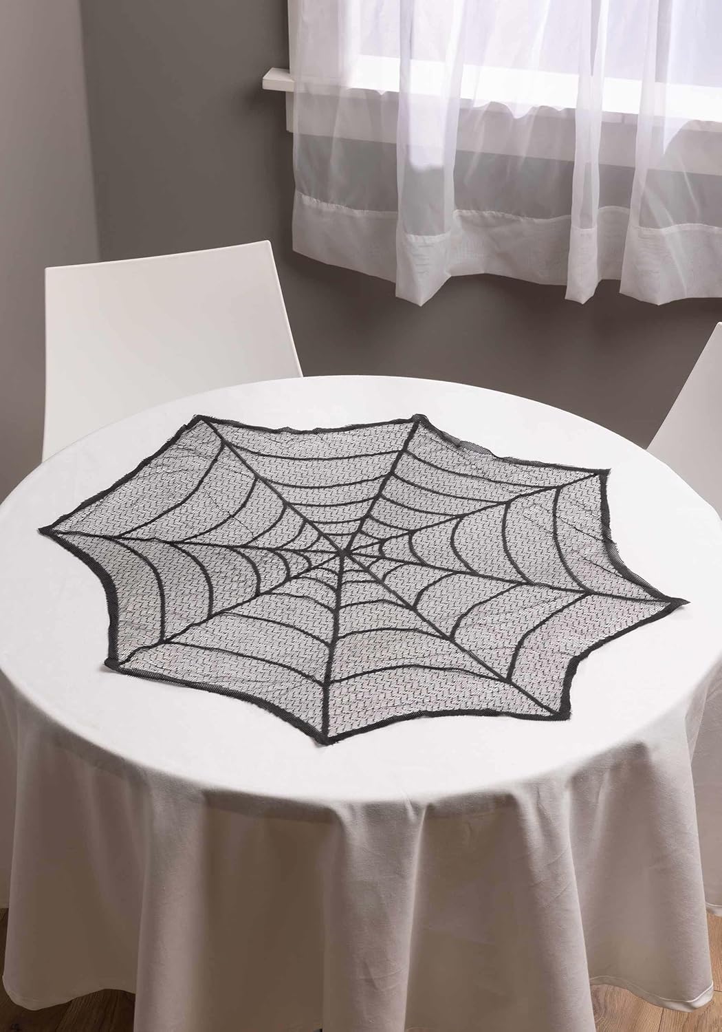 Fun Costumes Halloween Spider Web Table Cover Black Lace