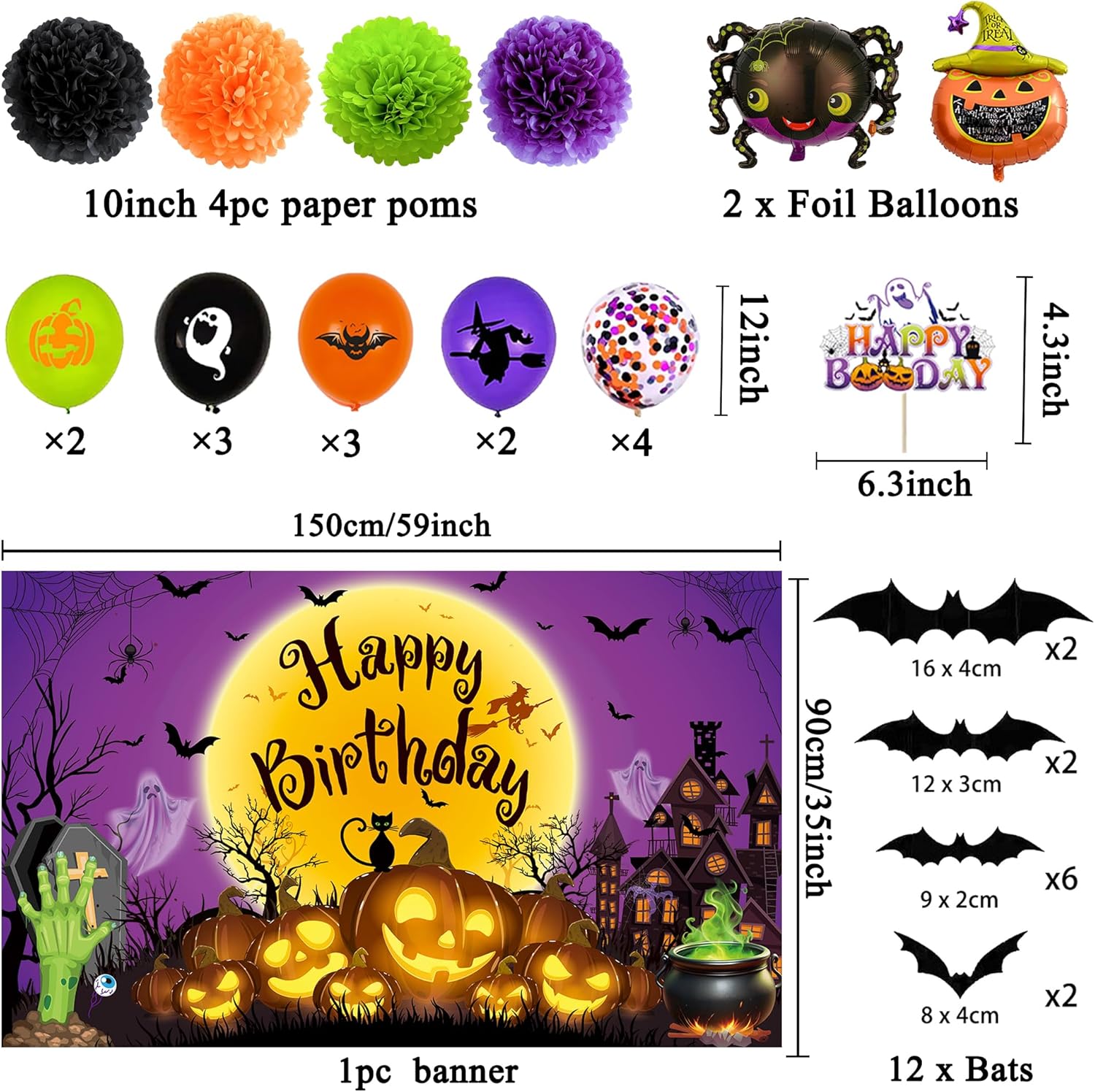 Trgowaul Halloween Birthday Party Decor Set 50pcs