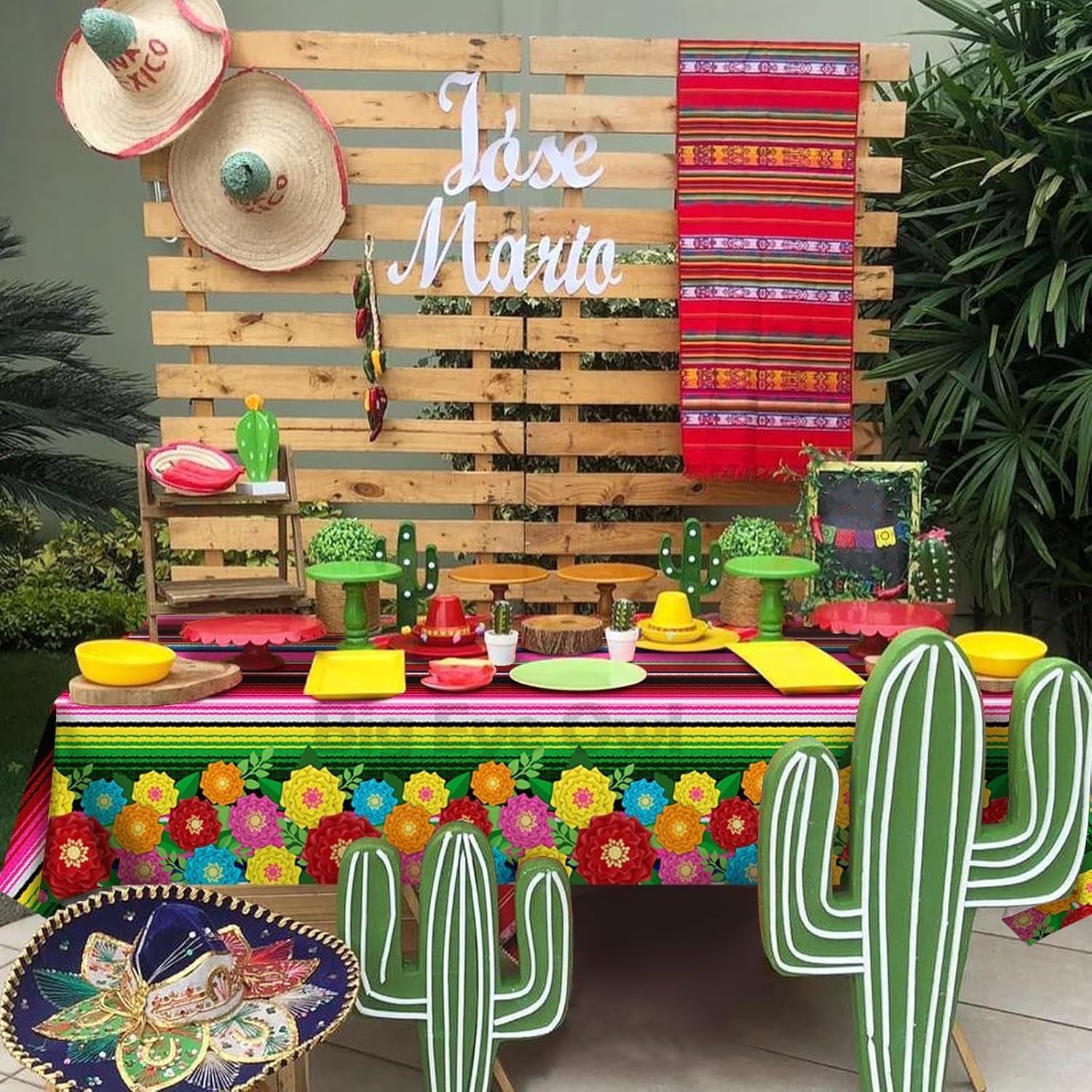 Mexican Fiesta Plastic Tablecloth 54x108 Inch