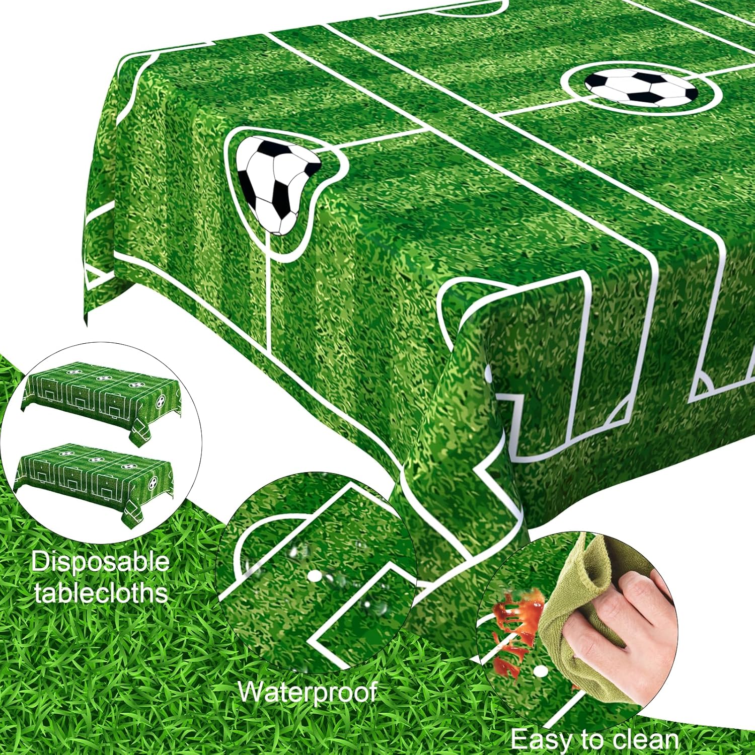 2 Pack Soccer Themed Tablecloths 54x108 In