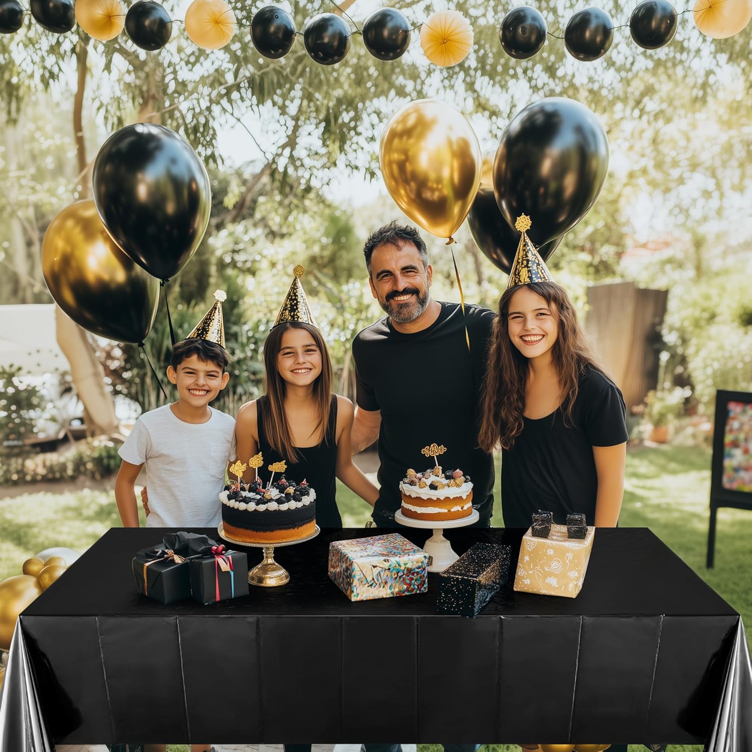 6pcs Black Foil Tablecloth 54x72inch Party Decoration