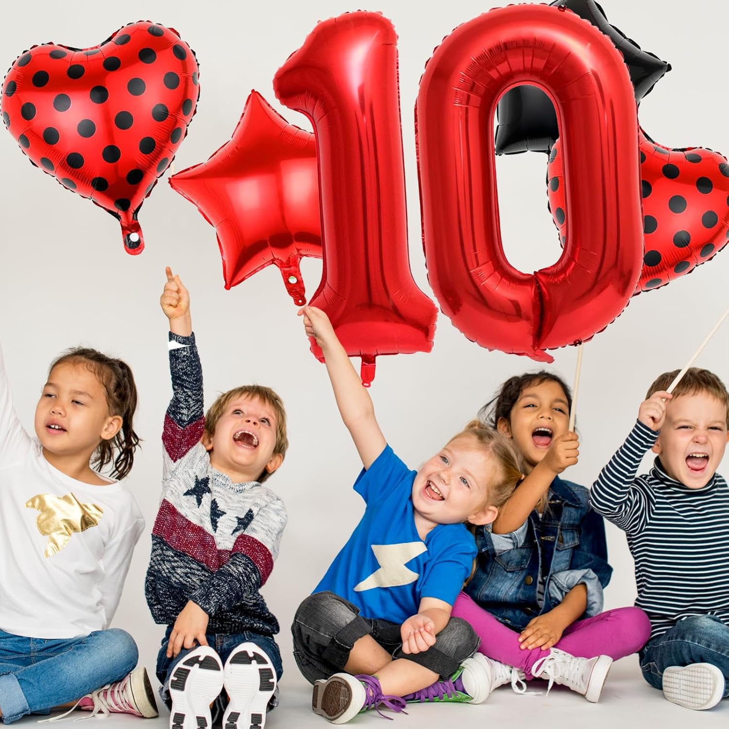 Red 10 Balloon Set for Birthday Party Decorations