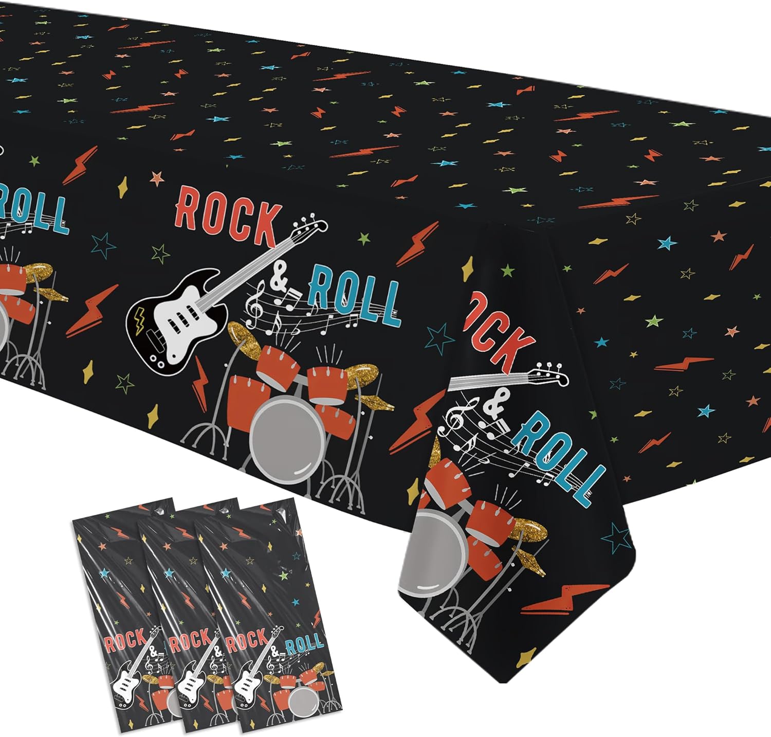 Rock and Roll Party Decorations Tablecloth 3pcs