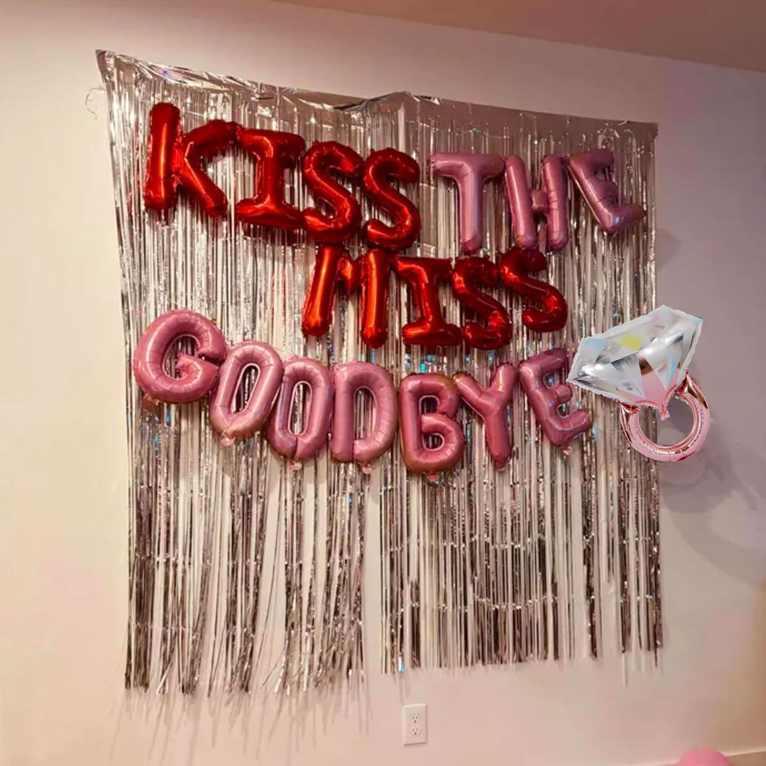 Kiss The Miss Goodbye Balloon Banner Bachelorette Decor