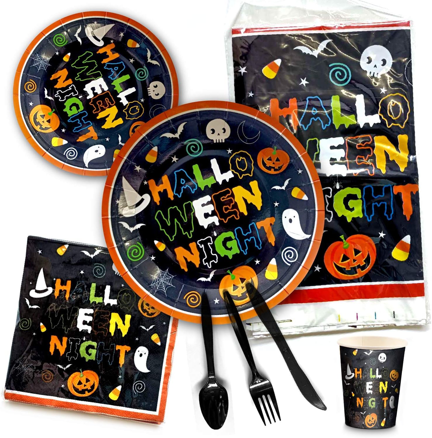 CRAZY LOOP Halloween Dinnerware Set for 24