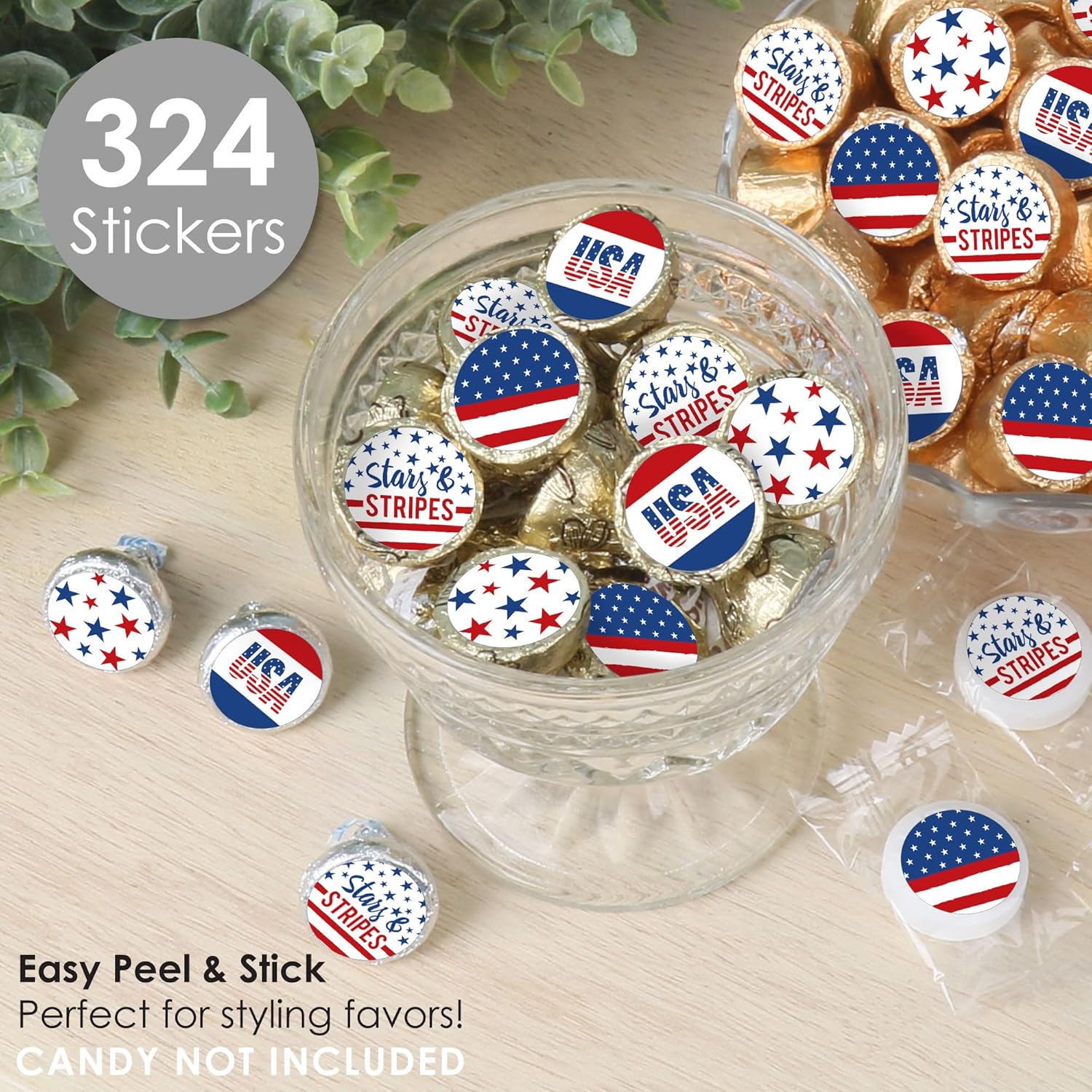 Big Dot of Happiness Stars Stripes Candy Stickers - 324 Count