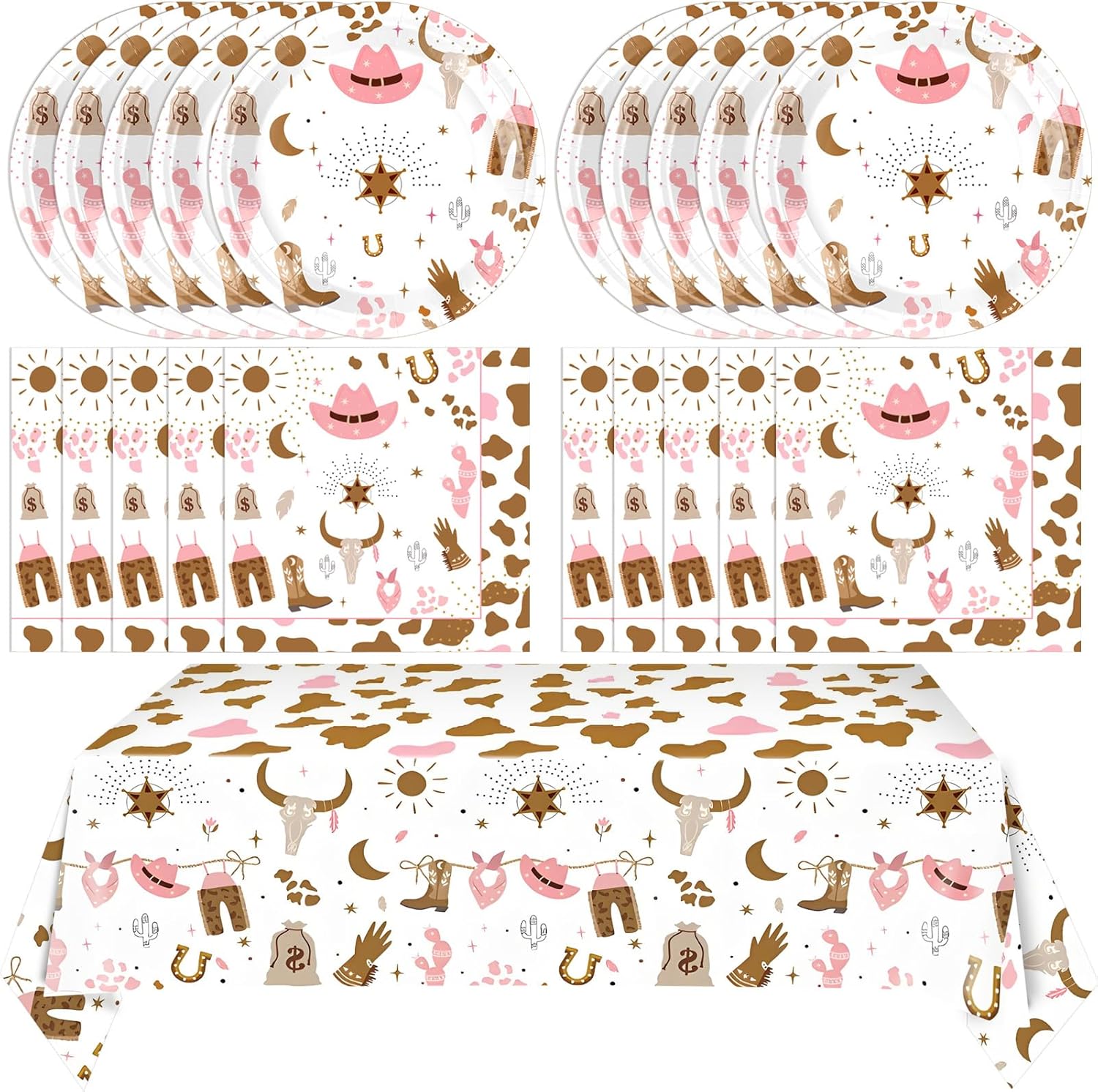 41Pcs Cowgirl Birthday Party Decorations Pink Set