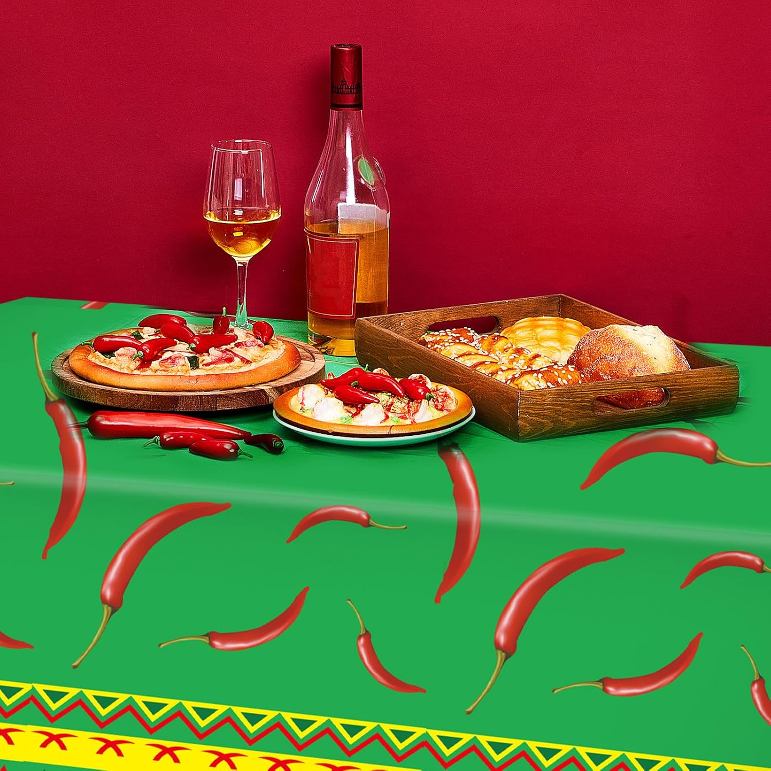 2 Pcs Chili Pepper Tablecovers Cinco De Mayo Decorations