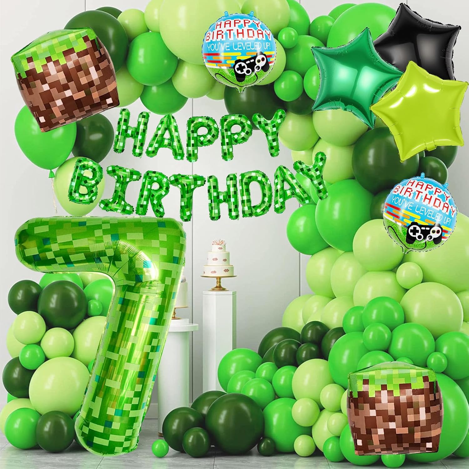 40 Inch Green Number 7 Balloon Set for Gaming Party