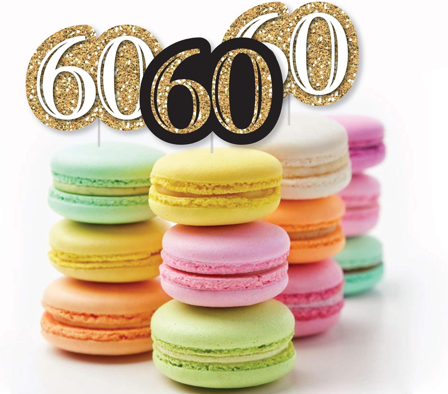 Big Dot of Happiness 60th Birthday Cut Outs - Gold - 24 Count
