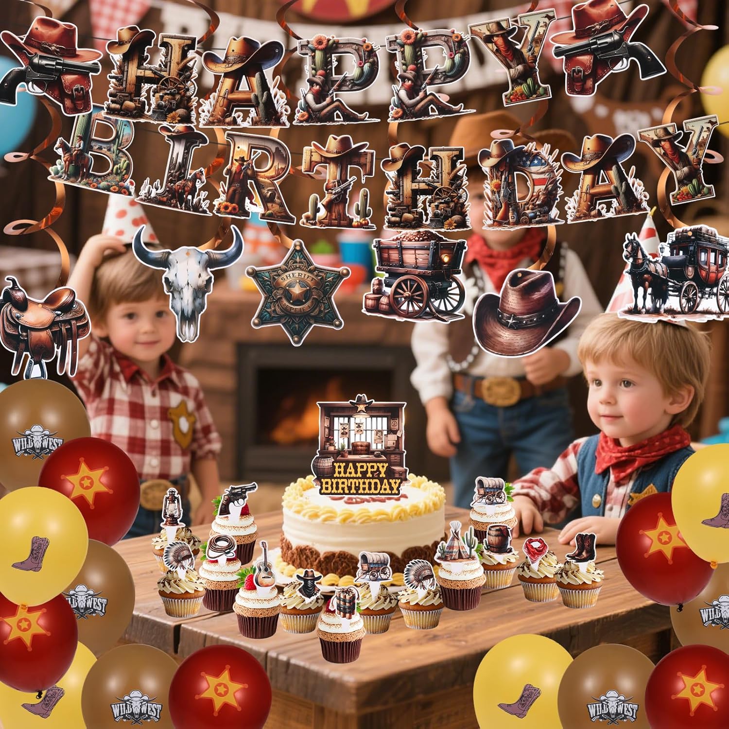 51 Pcs Western Cowboy Party Decorations Set