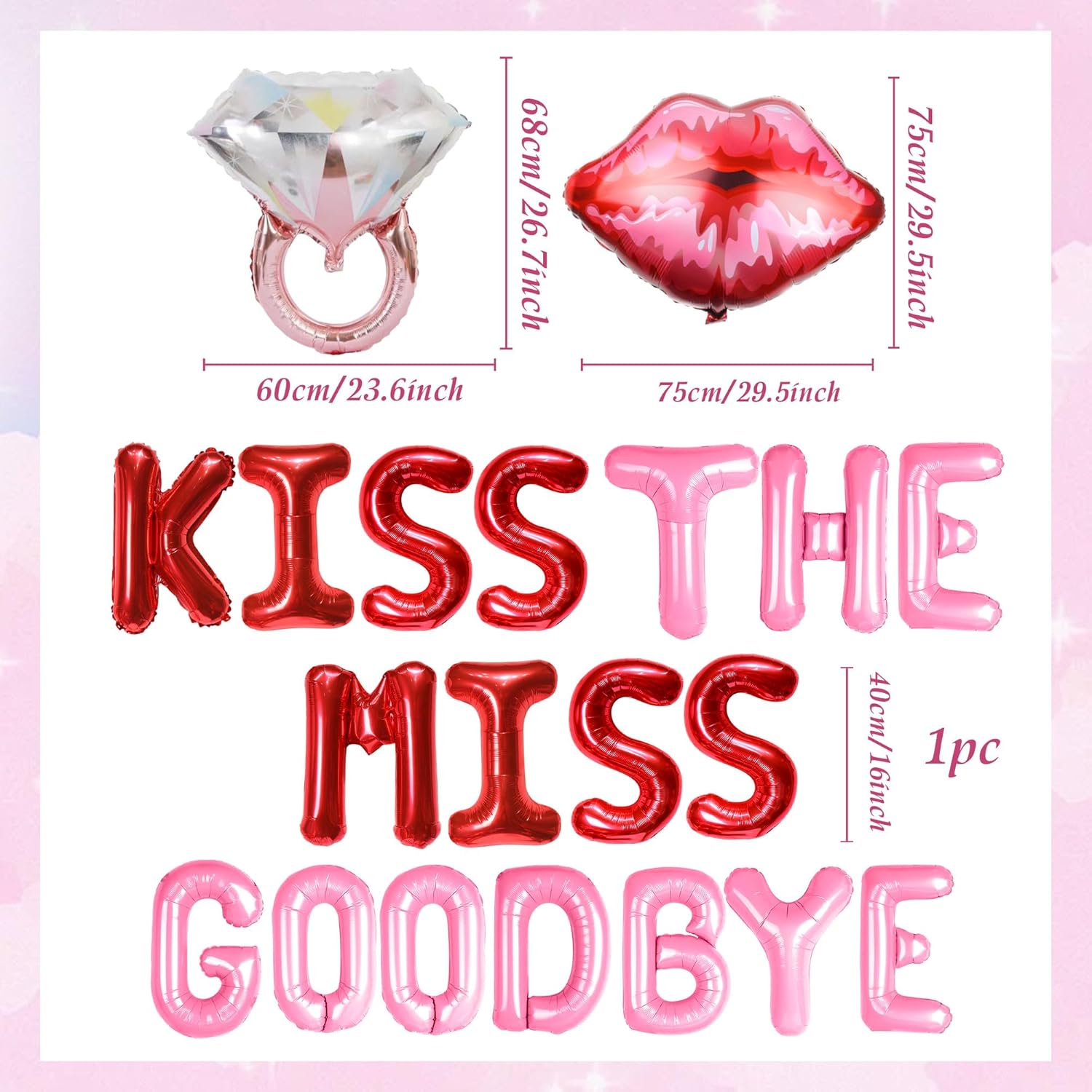 Kiss The Miss Goodbye Balloon Banner Bachelorette Decor