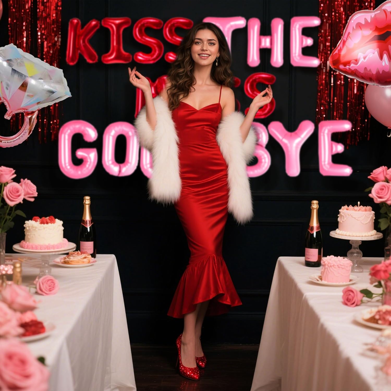 Kiss The Miss Goodbye Balloon Banner Bachelorette Decor