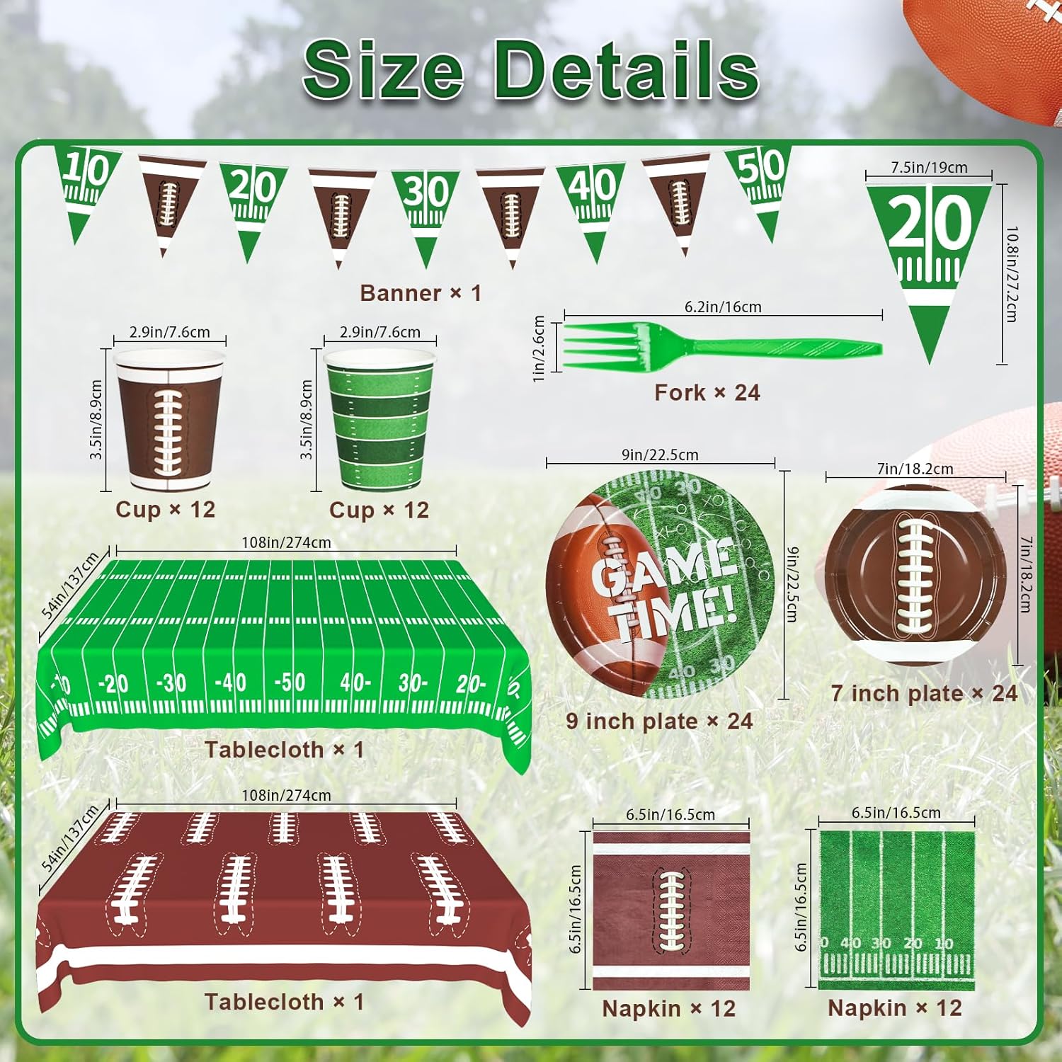 Mulbozy Football Party Supplies Kit for 24 Guests