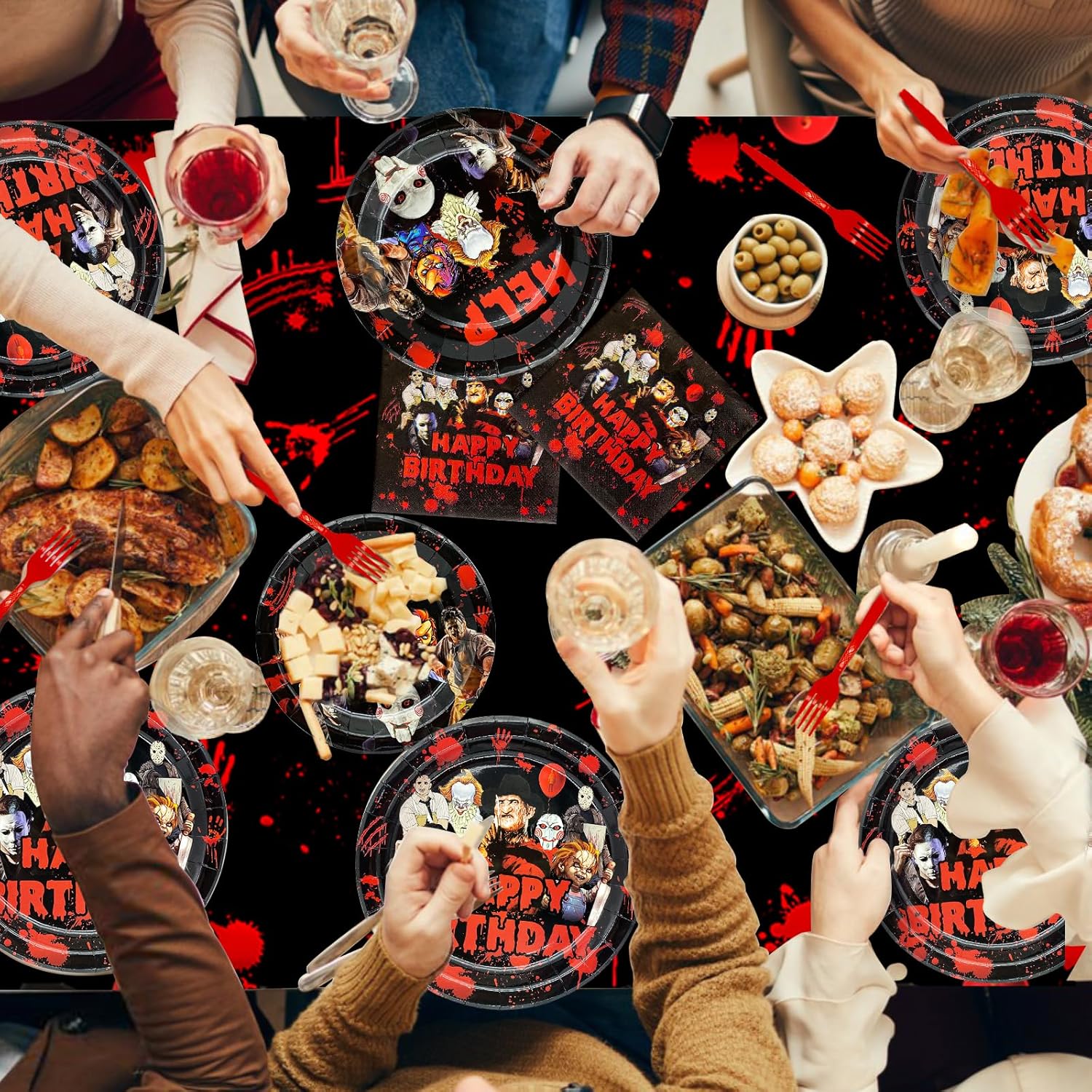164 Pcs Horror Birthday Party Decorations Set