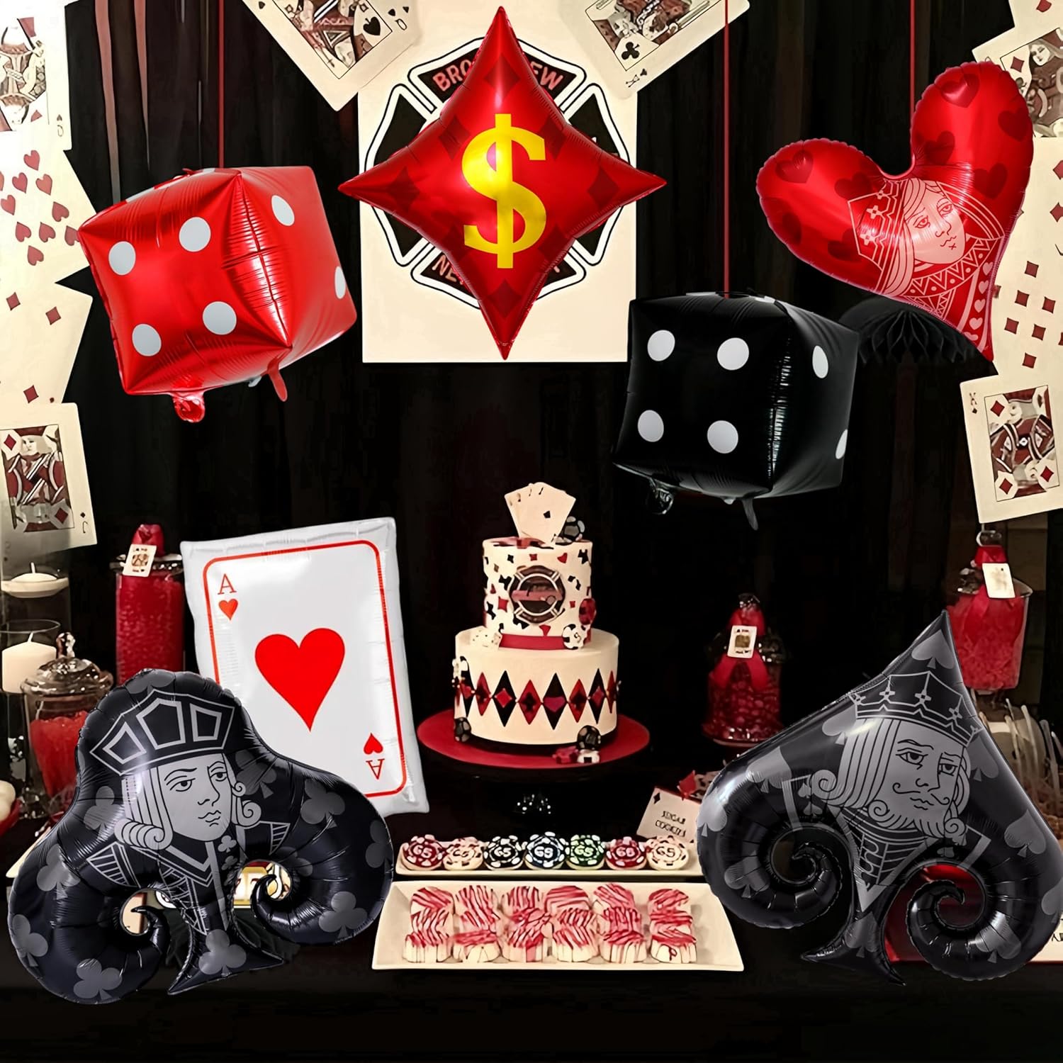 Poker Casino Balloons Decor Set for Parties