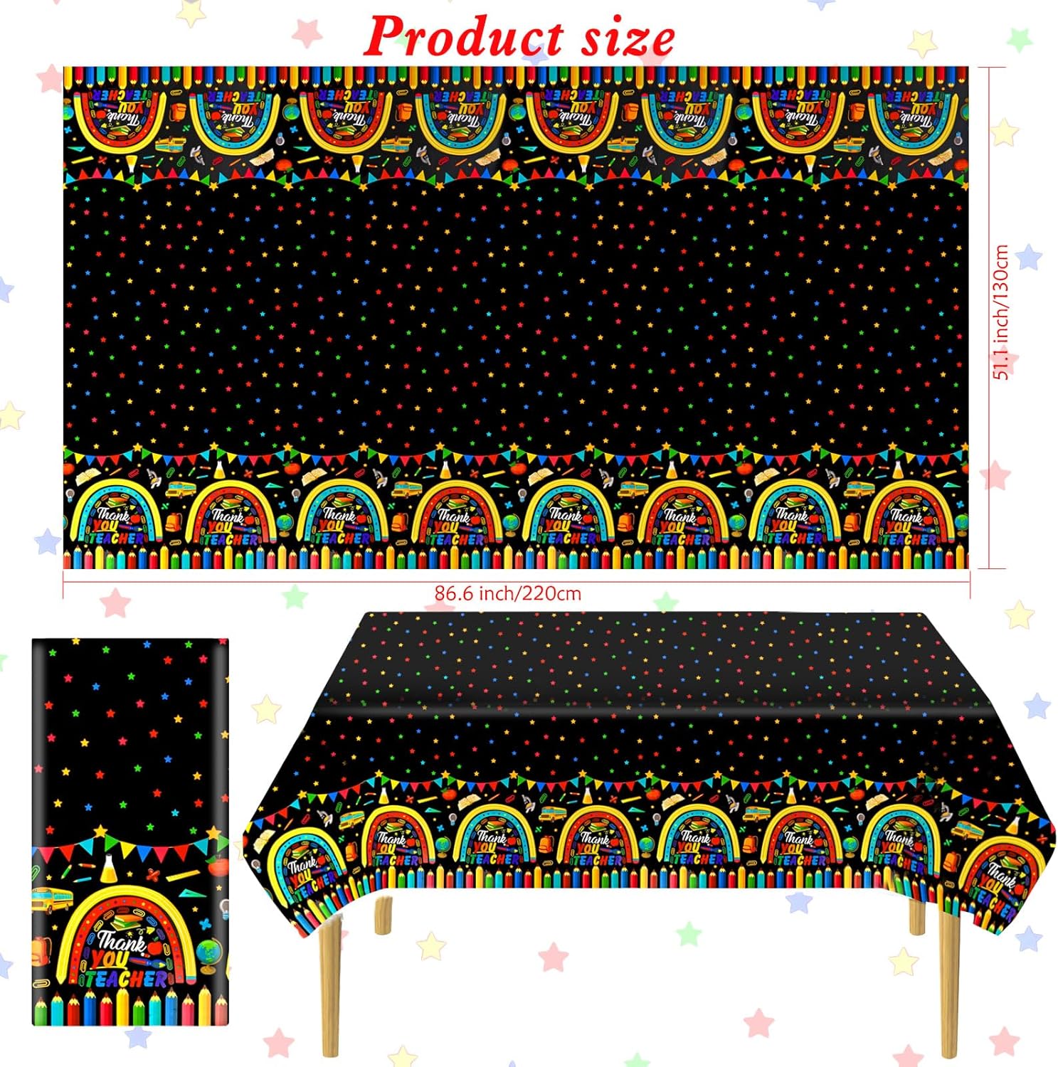 HOWAF 3pcs Teachers Appreciation Tablecover Set