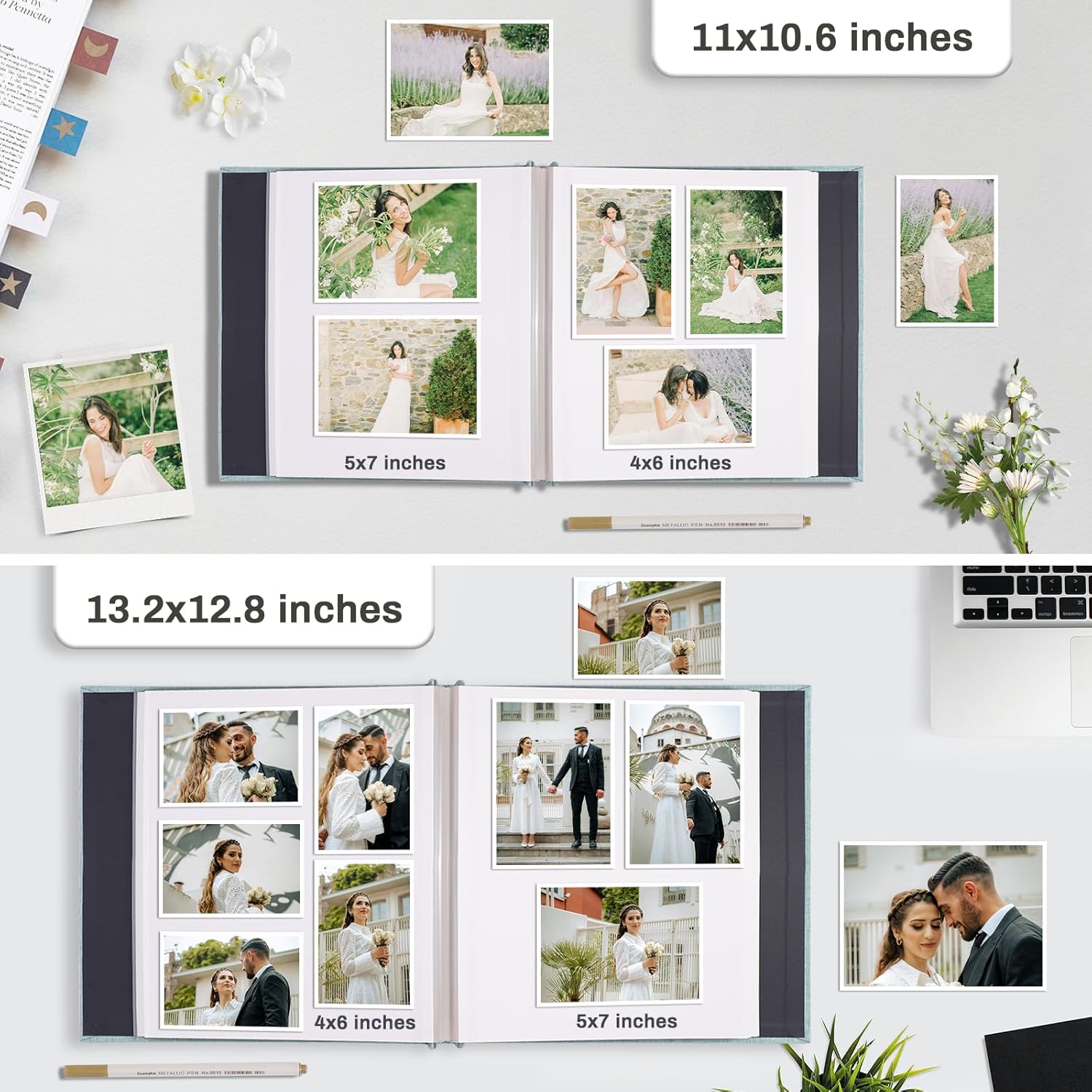 Large Photo Album Self Adhesive 40 Pages Grey 11x106