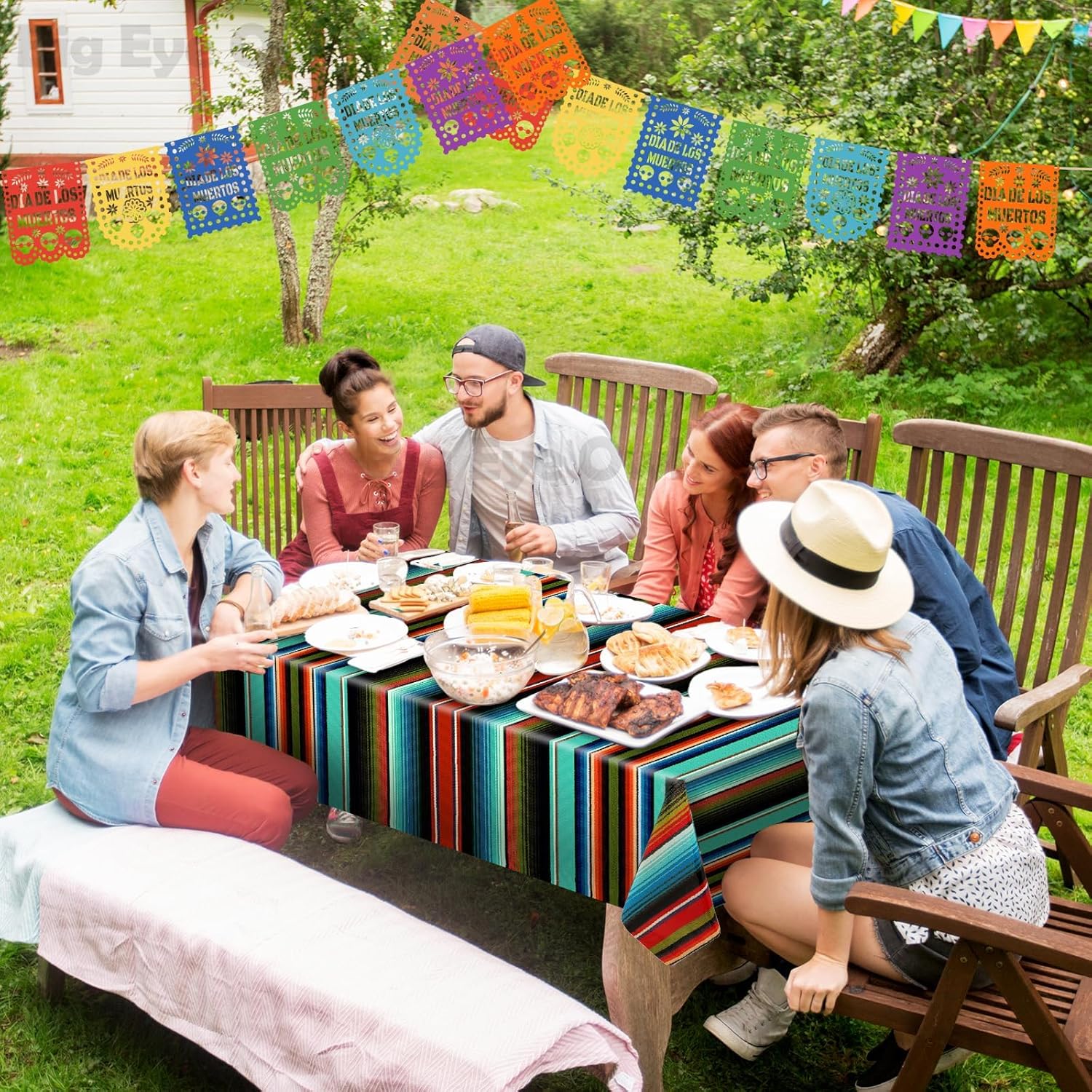 2 Pcs Mexican Fiesta Tablecloth Birthday Party Decorations