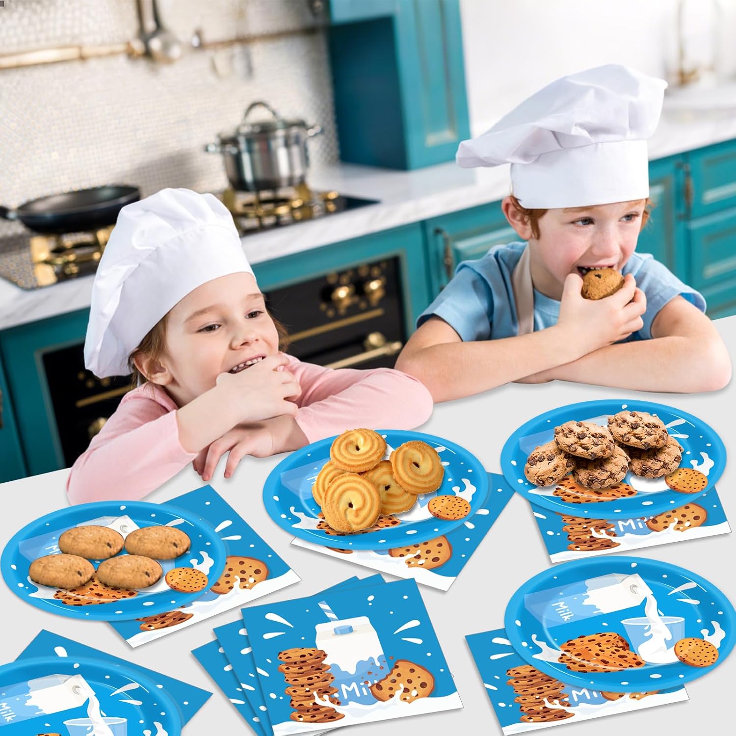 48pcs Milk and Cookies Birthday Decor Set