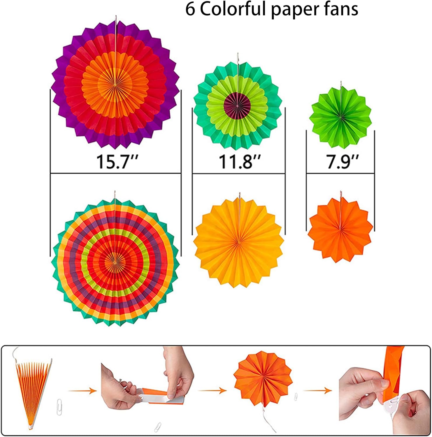 53 Piece Mexican Themed Hanging Paper Fan Decor Set