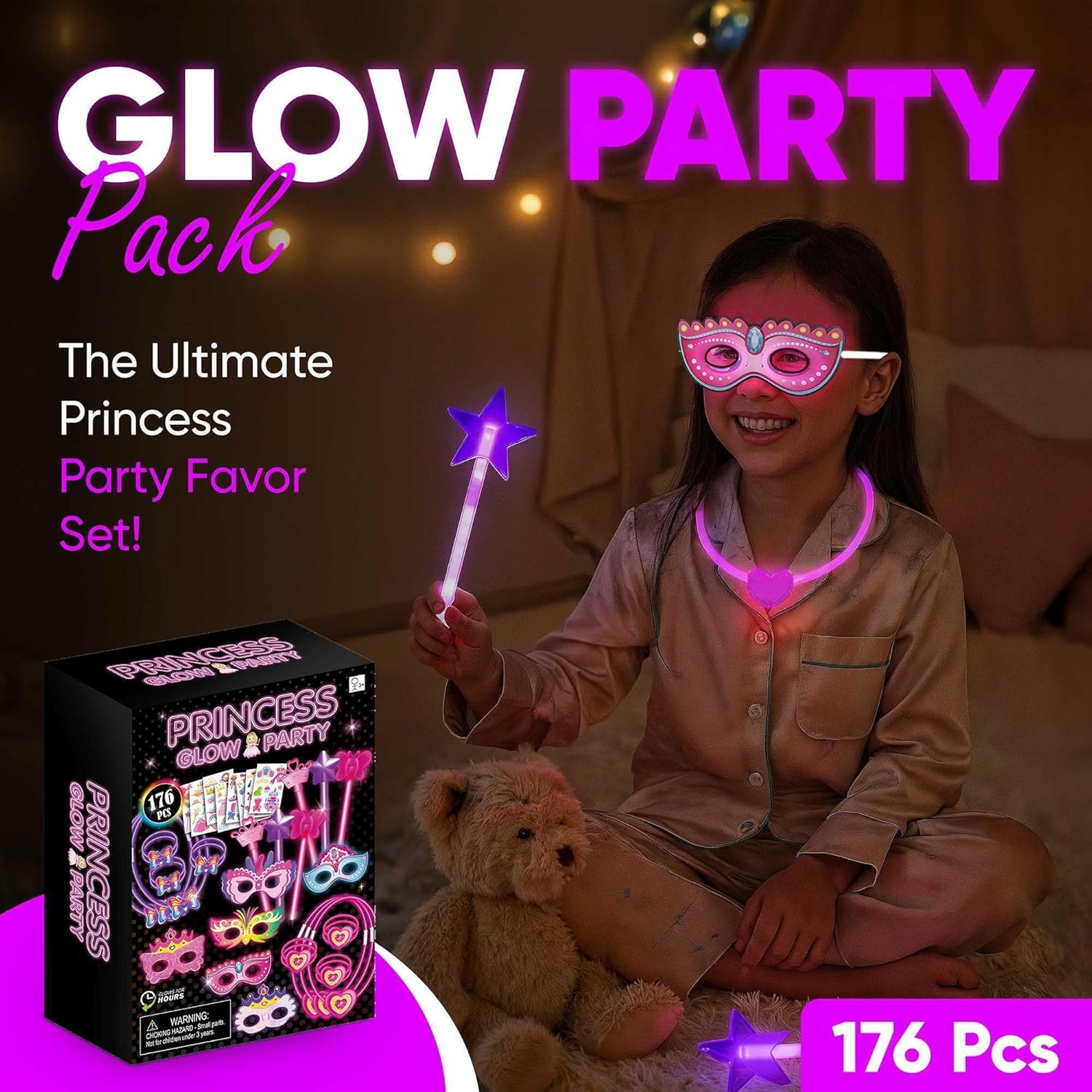 GLO-X Princess Glow Party Pack 176 PCS