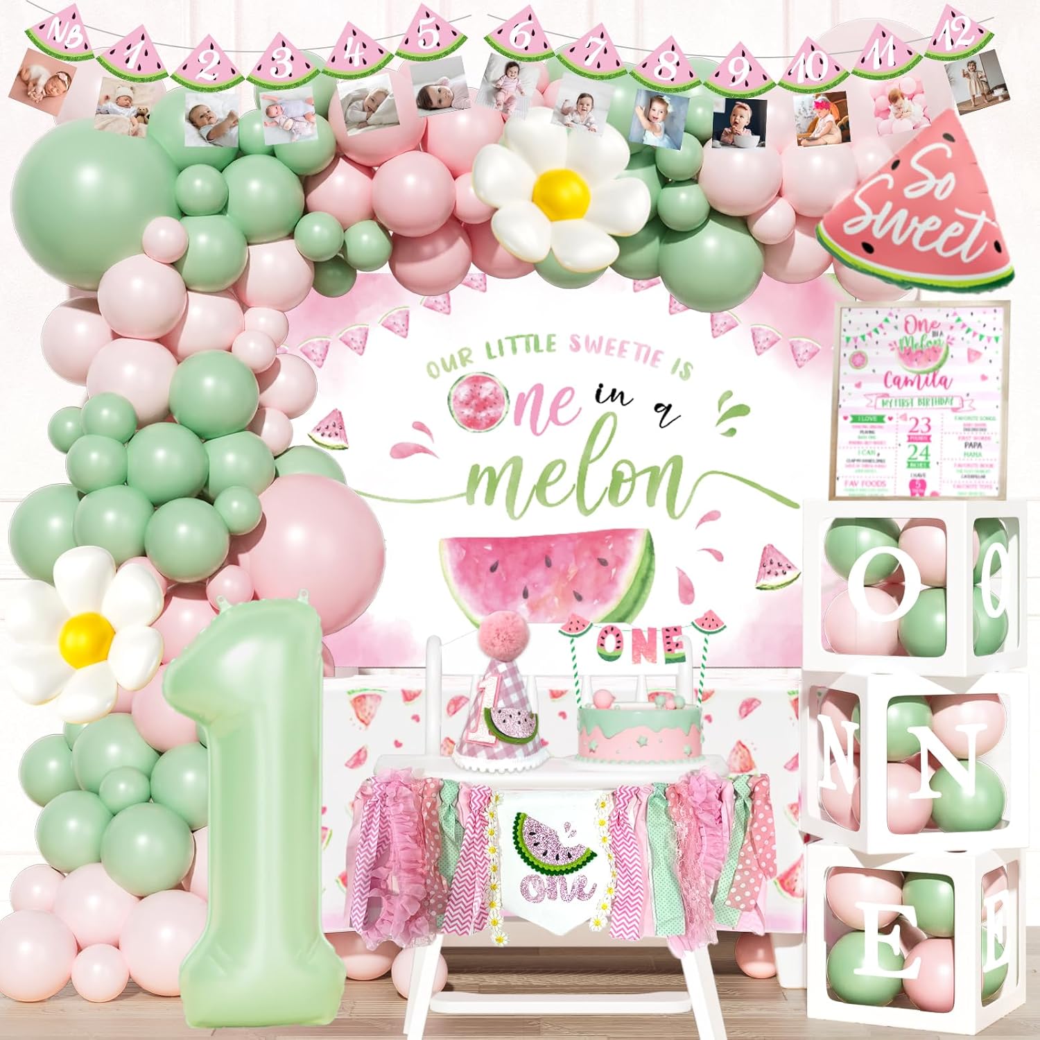 One in a Melon Birthday Party Decor Kit - 112 Pieces