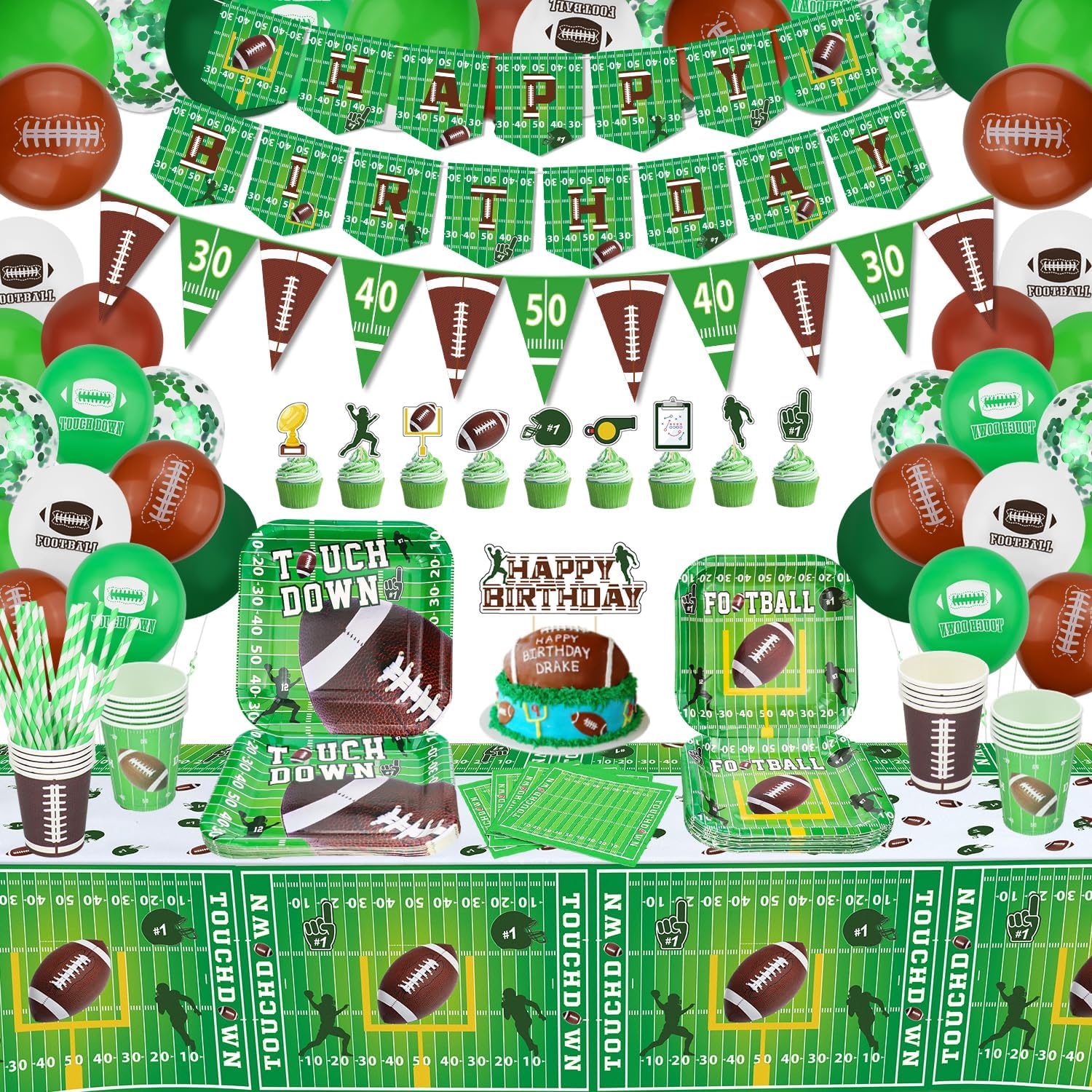 243 Pack Football Party Supplies for 20 Guests