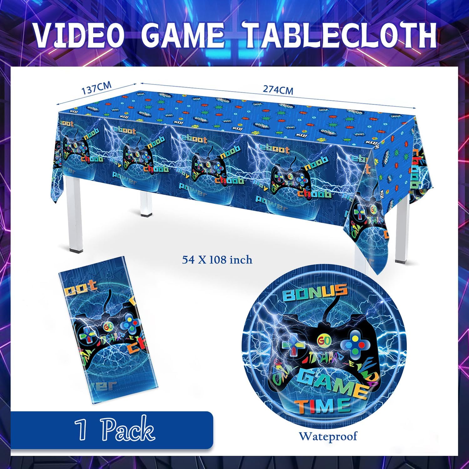 Video Game Birthday Decorations Set 134pcs Gamer Party Supplies