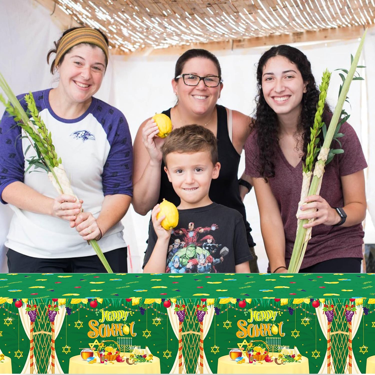 CC HOME Happy Sukkot Party Tablecloth 54x87 Inch
