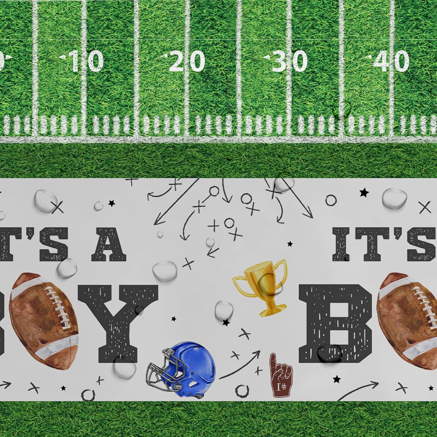 Football Baby Shower Tablecloth Set - 3Pack 86x55in