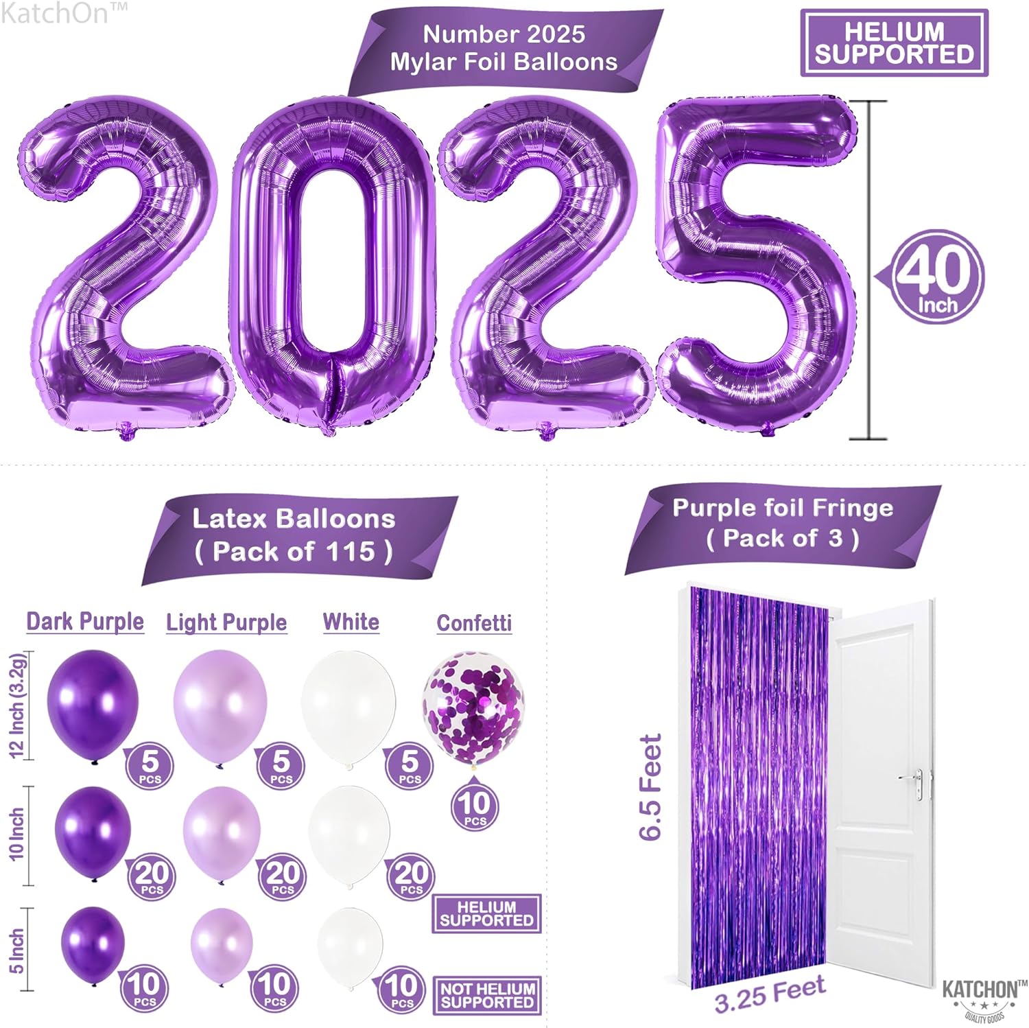 KatchOn Purple Graduation Decorations Class of 2025 - Pack of 134
