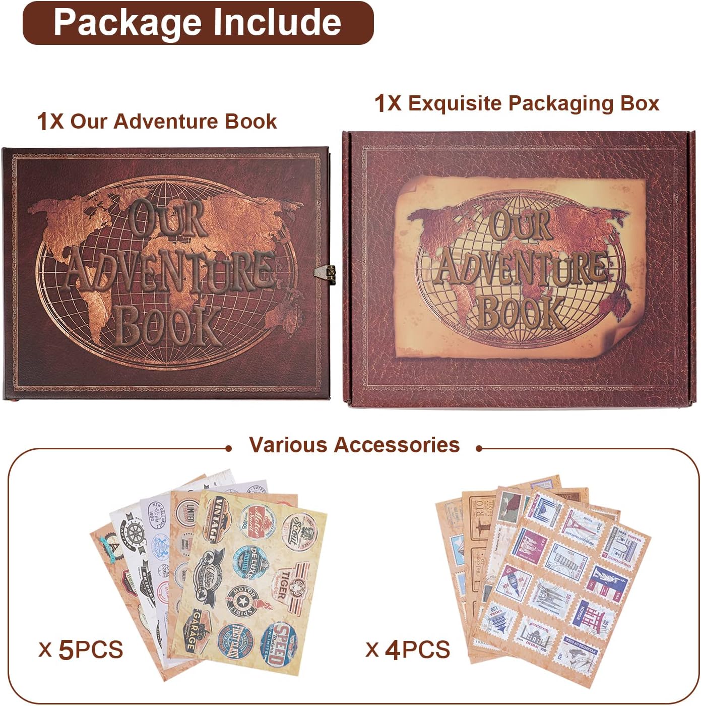 JIMBON Adventure Book Scrapbook 180 Pages Photo Album