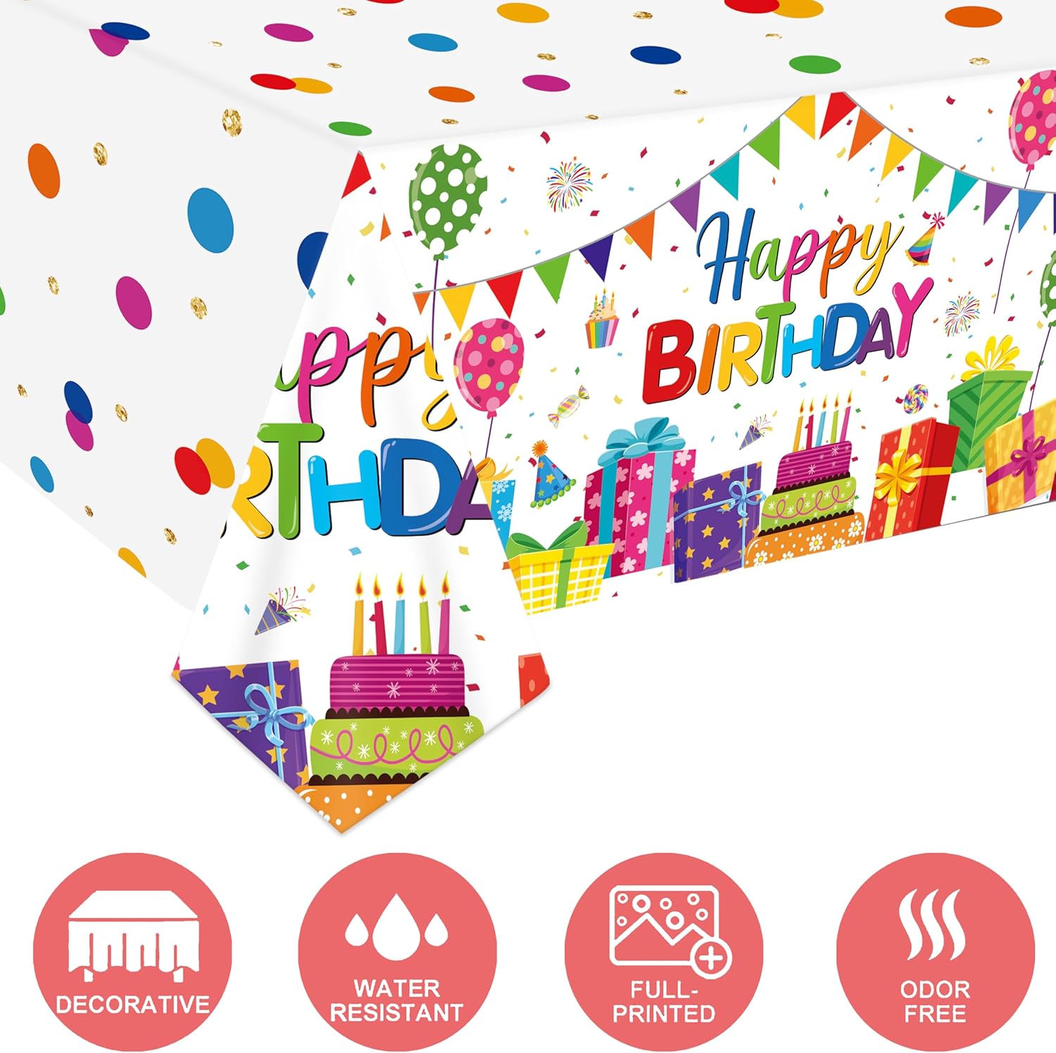 CL Cooper Life Happy Birthday Tablecloths 2Pcs Rainbow Decorations