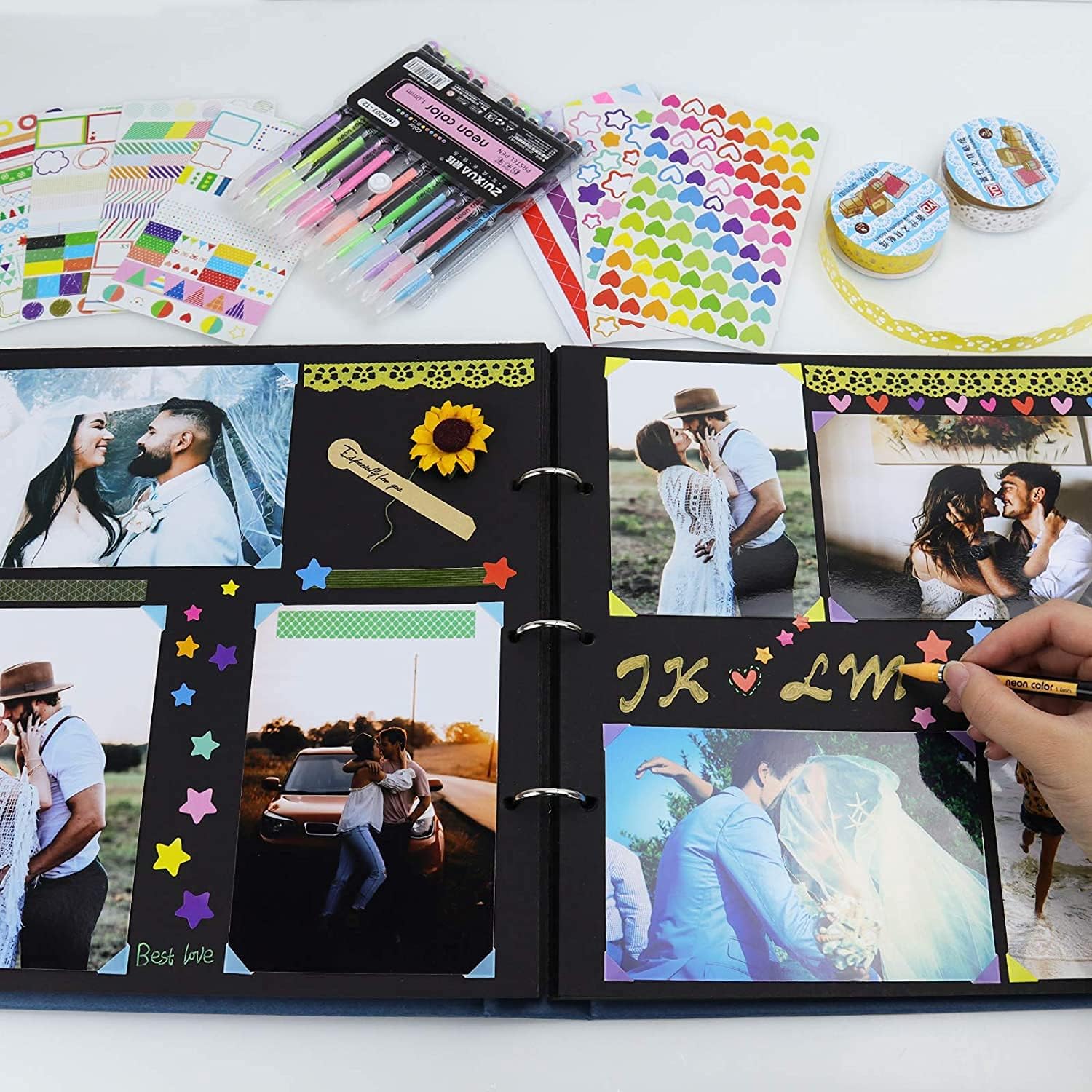 Vienrose DIY Scrapbook Photo Album Kit with 60 Pages and 3 Rings