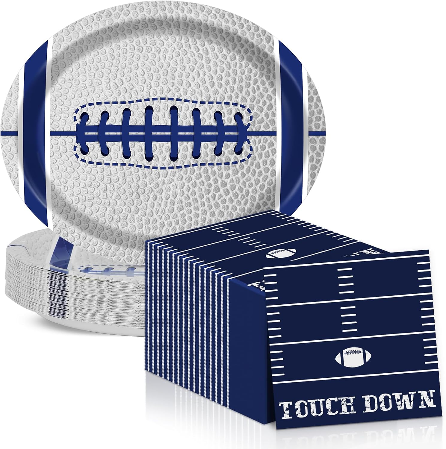 Football Oval Paper Plates 11inch for 25 Guests