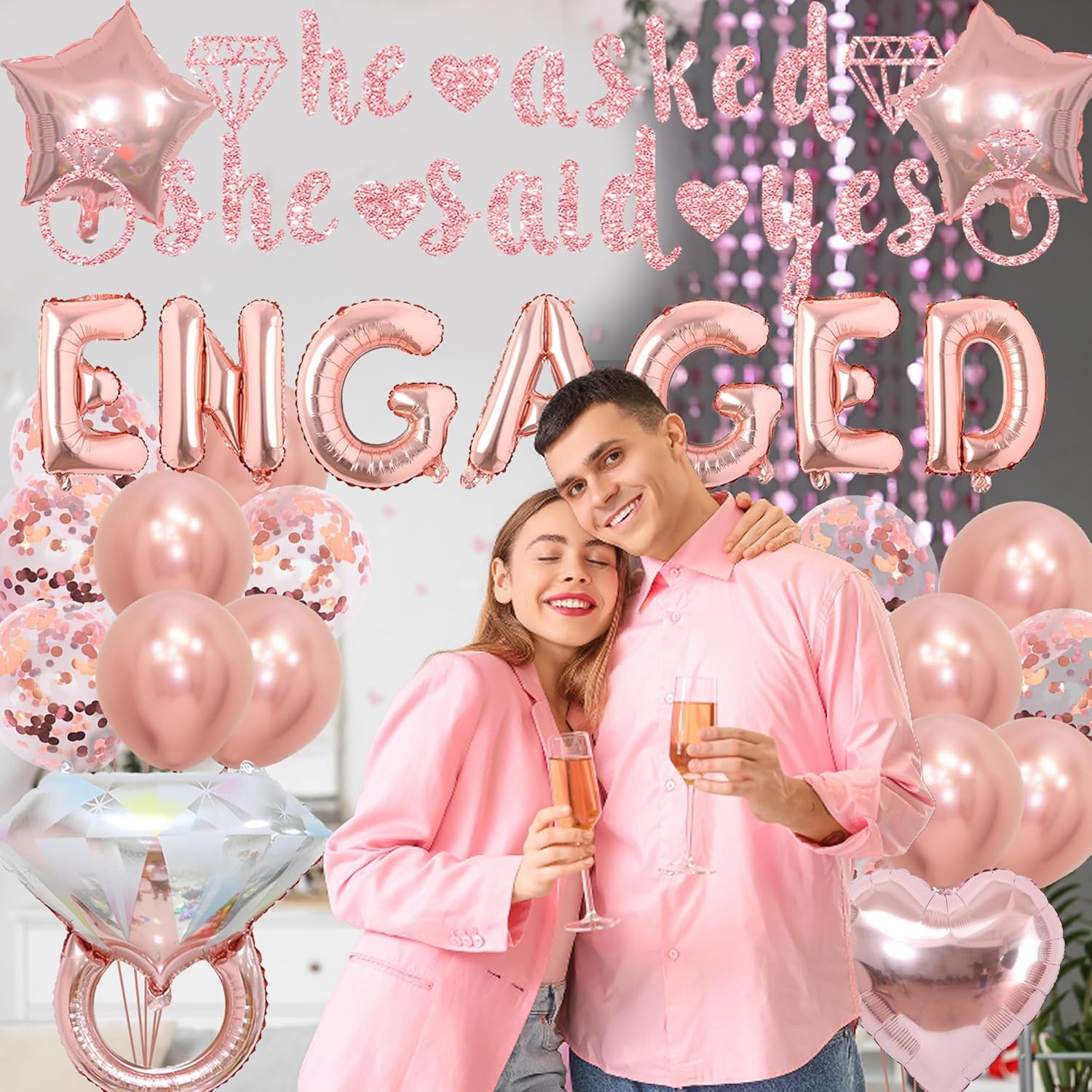Engagement Party Decorations Rose Gold Set