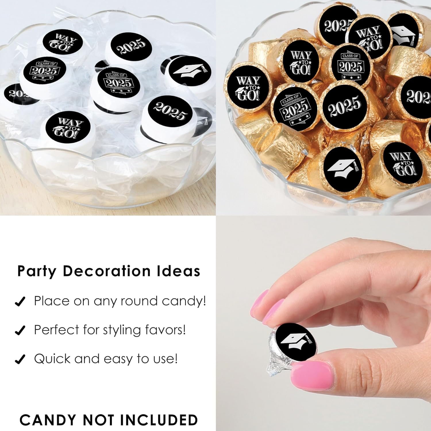 Big Dot of Happiness Graduation Party Candy Stickers - 324 Count