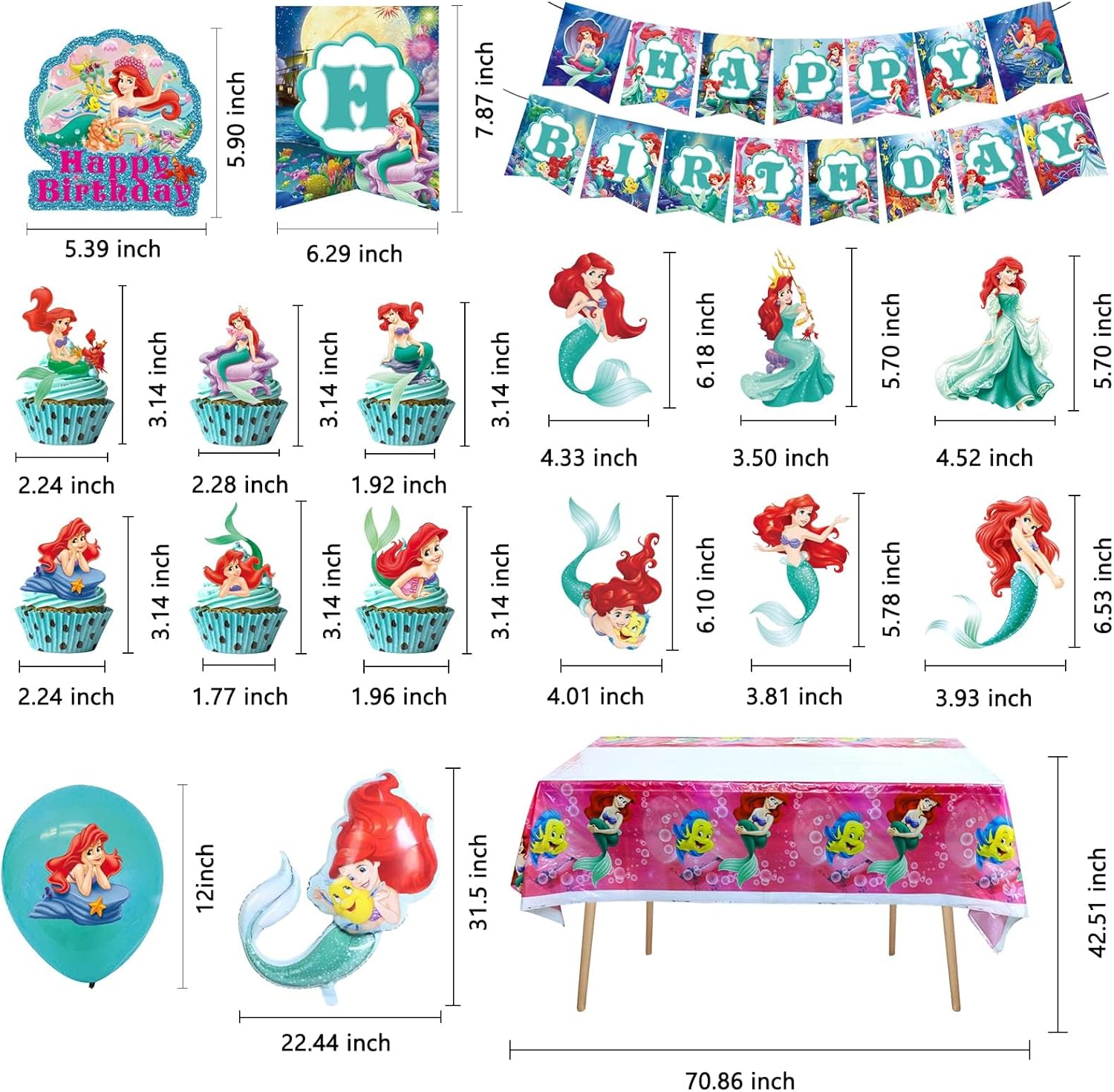 Ariel Birthday Party Decorations Set for Girls