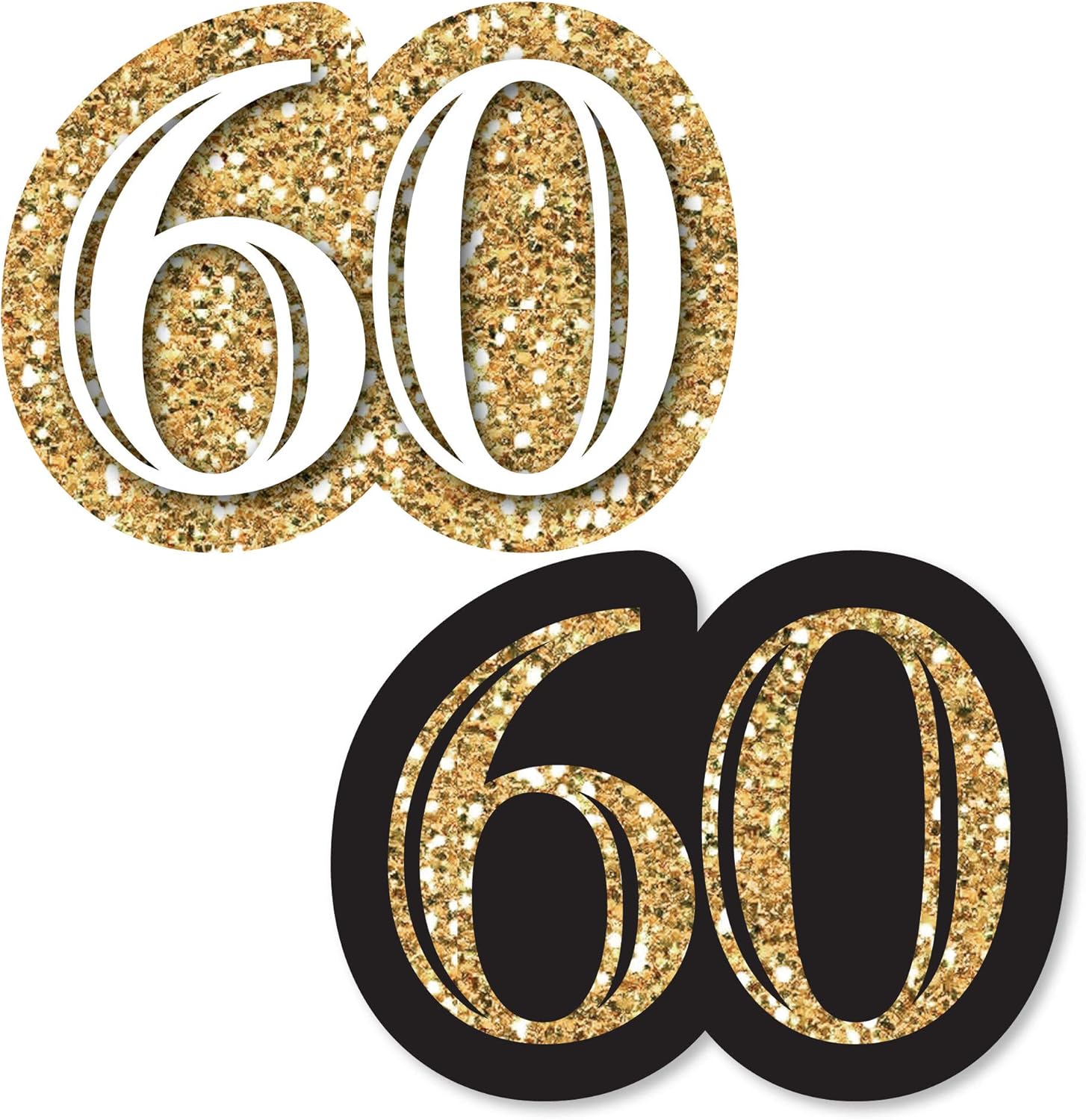 Big Dot of Happiness 60th Birthday Cut Outs - Gold - 24 Count