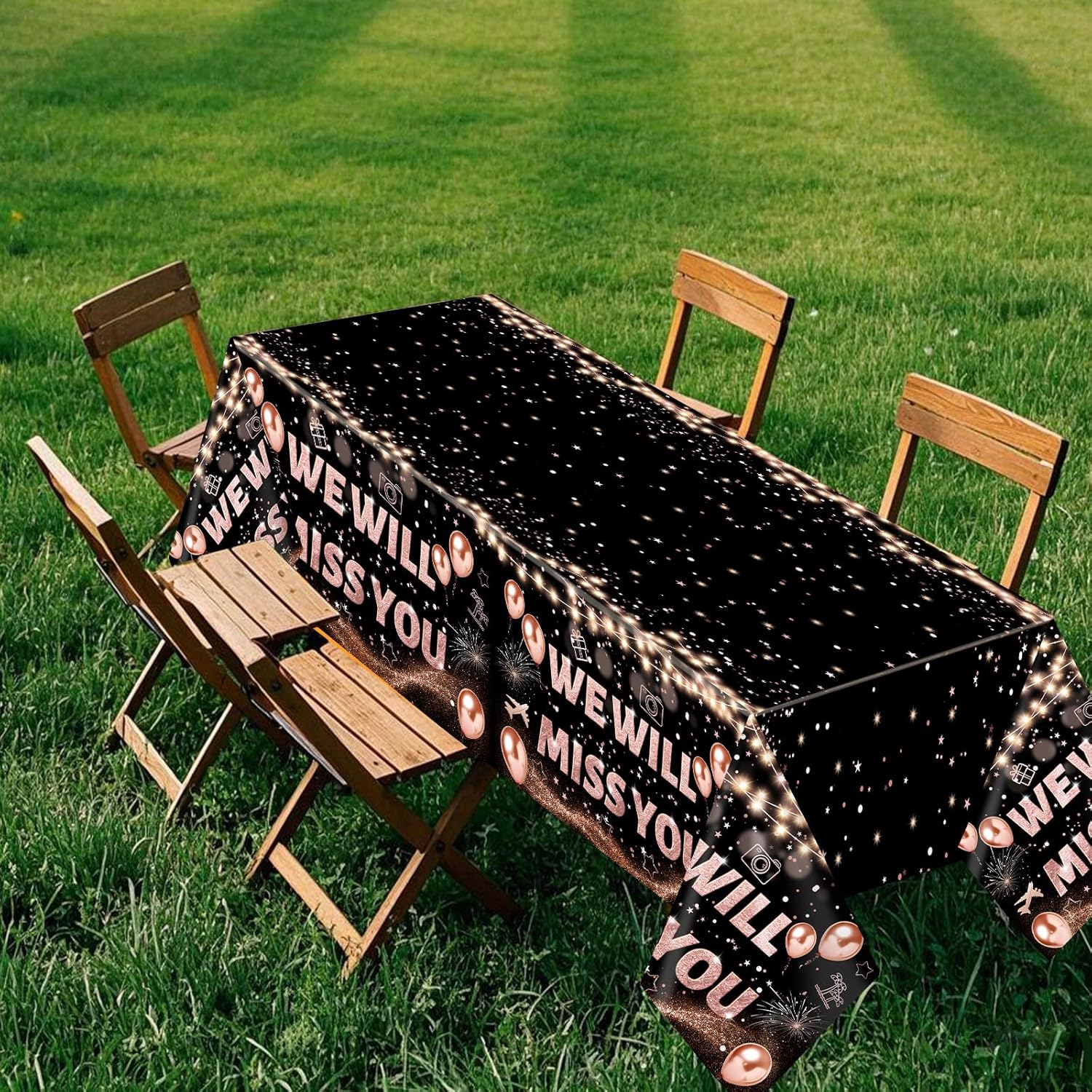 WorldBazaar Retirement Tablecloth 3PCS Rose Gold
