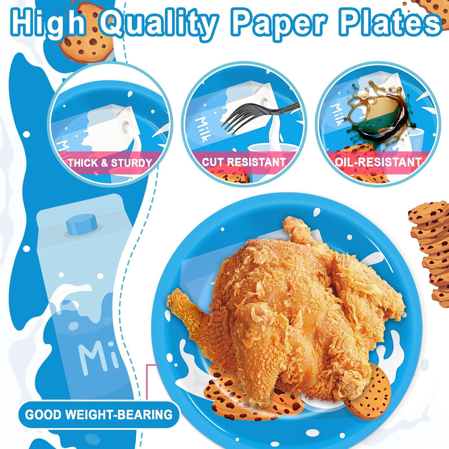 48pcs Milk and Cookies Birthday Decor Set