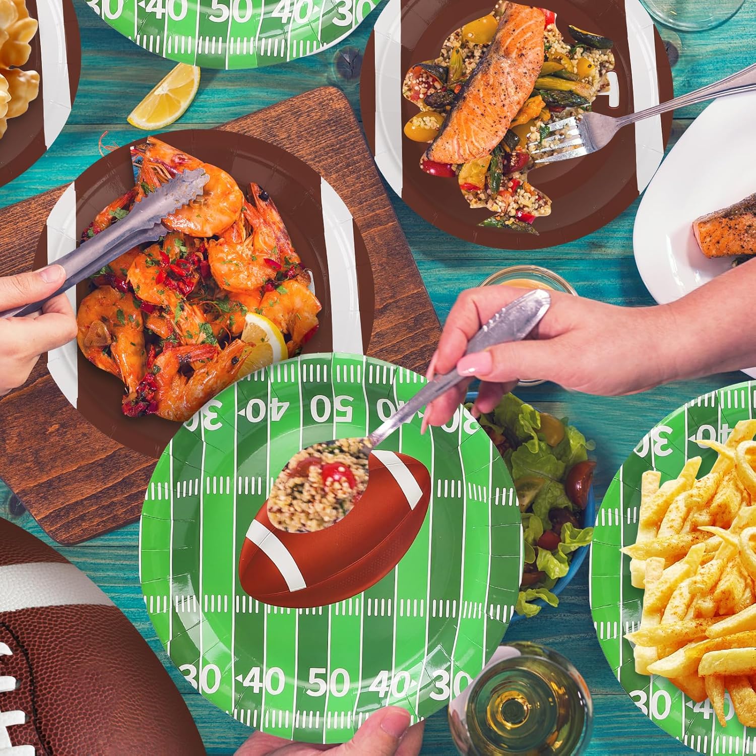 99 Pcs Football Party Supplies Kit for 24 Guests