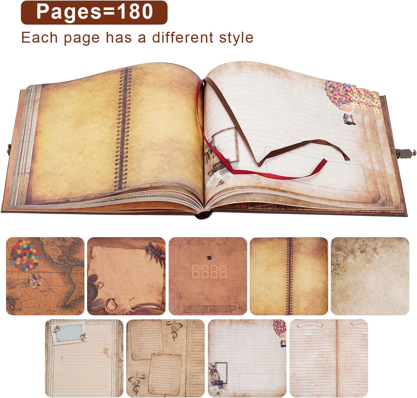 JIMBON Adventure Book Scrapbook 180 Pages Photo Album