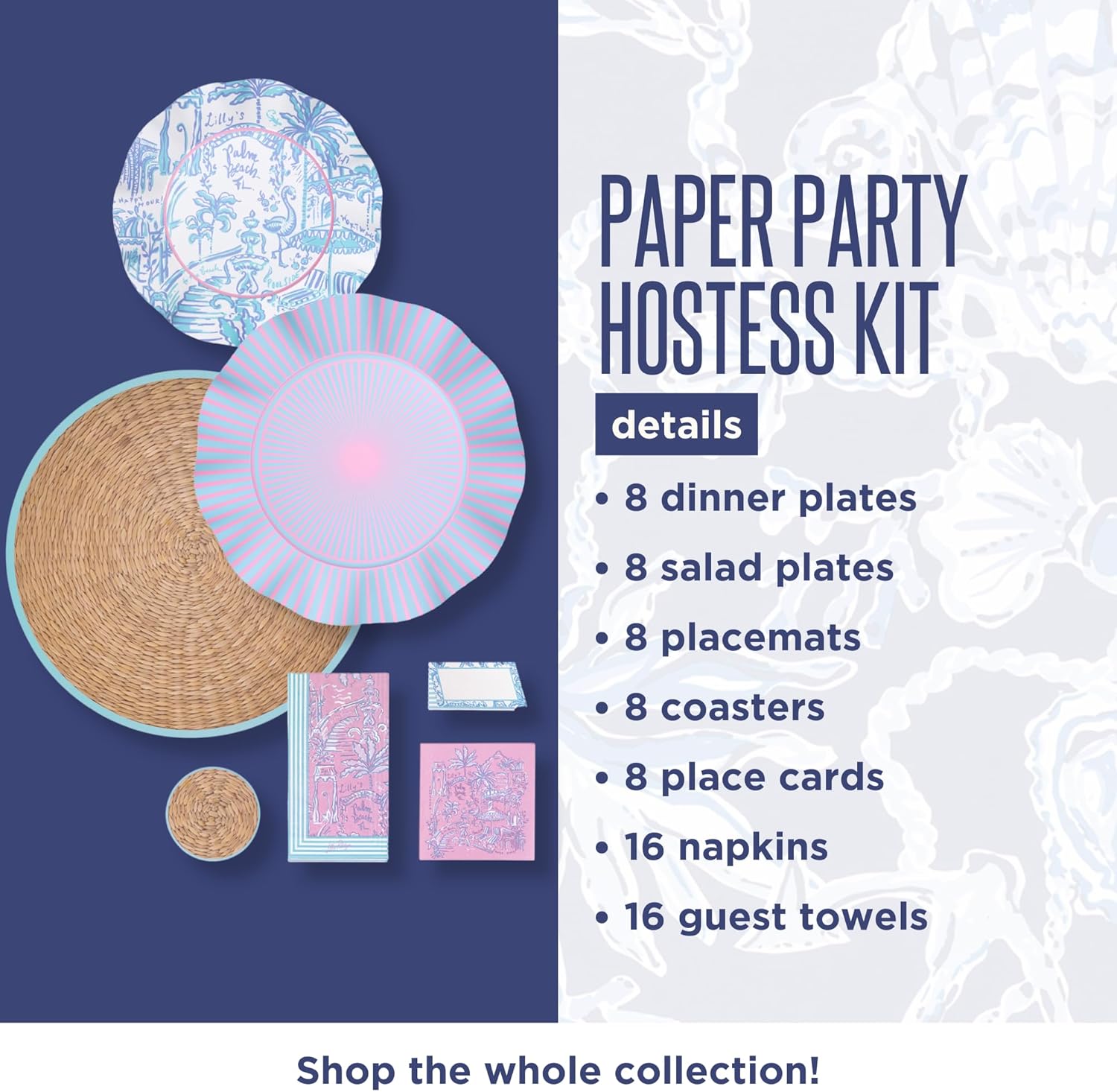Lilly Pulitzer Pool Party Set for 8 with Decorations