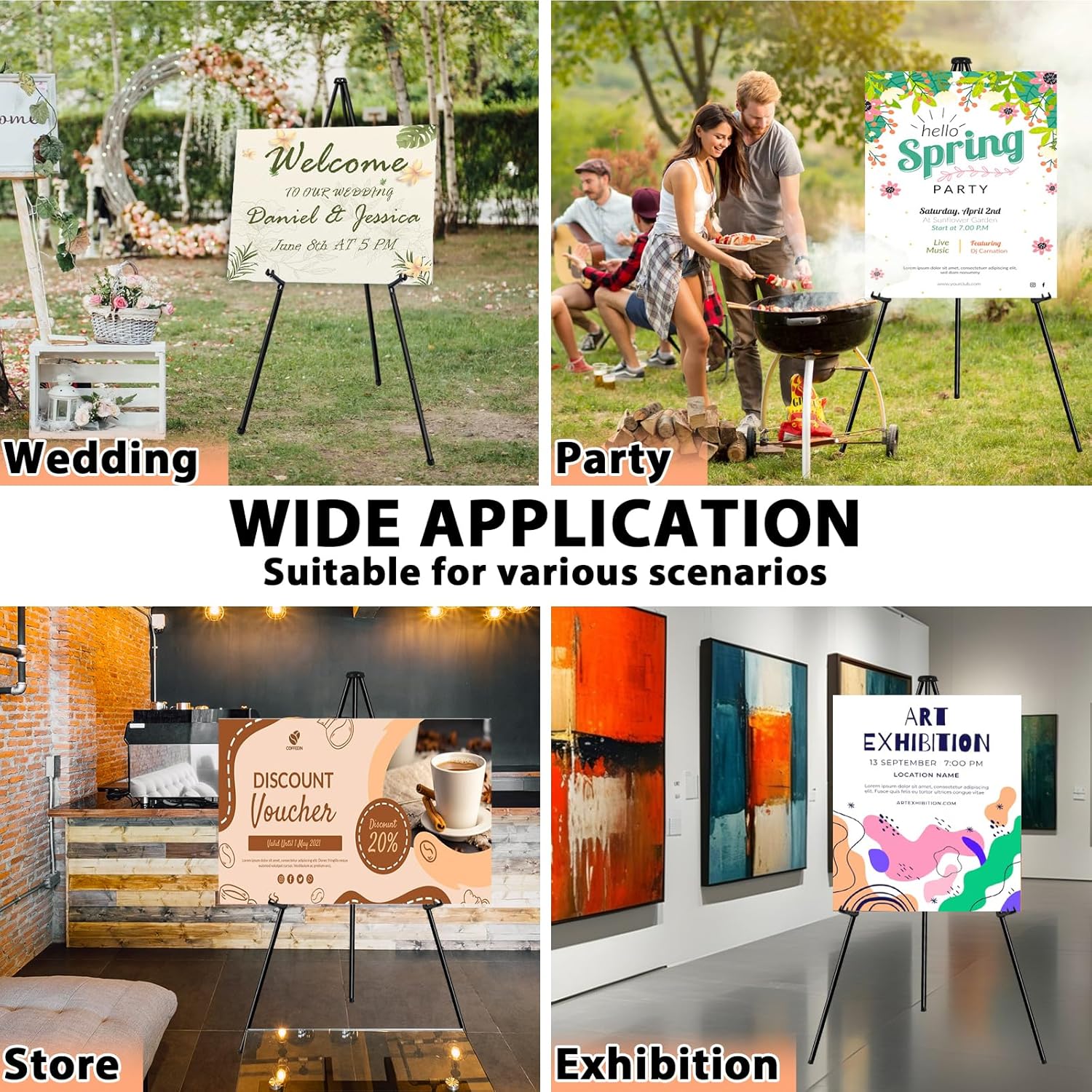 Instant Display Easel Stand - 63 Collapsible Portable Artist Floor Easel