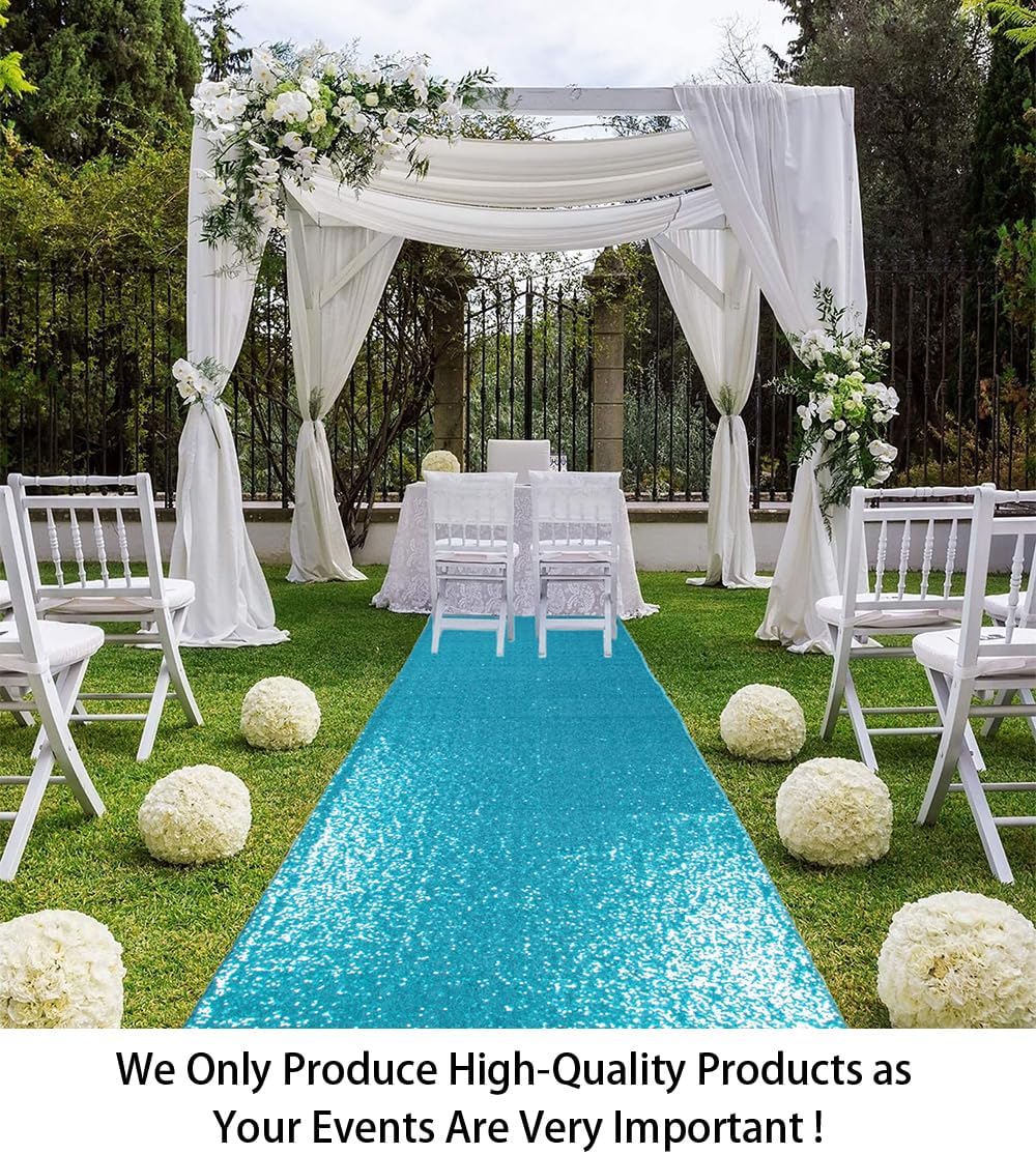 ShiDianYi Aisle Runner - Turquoise Sequin 2FTx15FT Bride Walkway for Wedding Graduation Ceremony